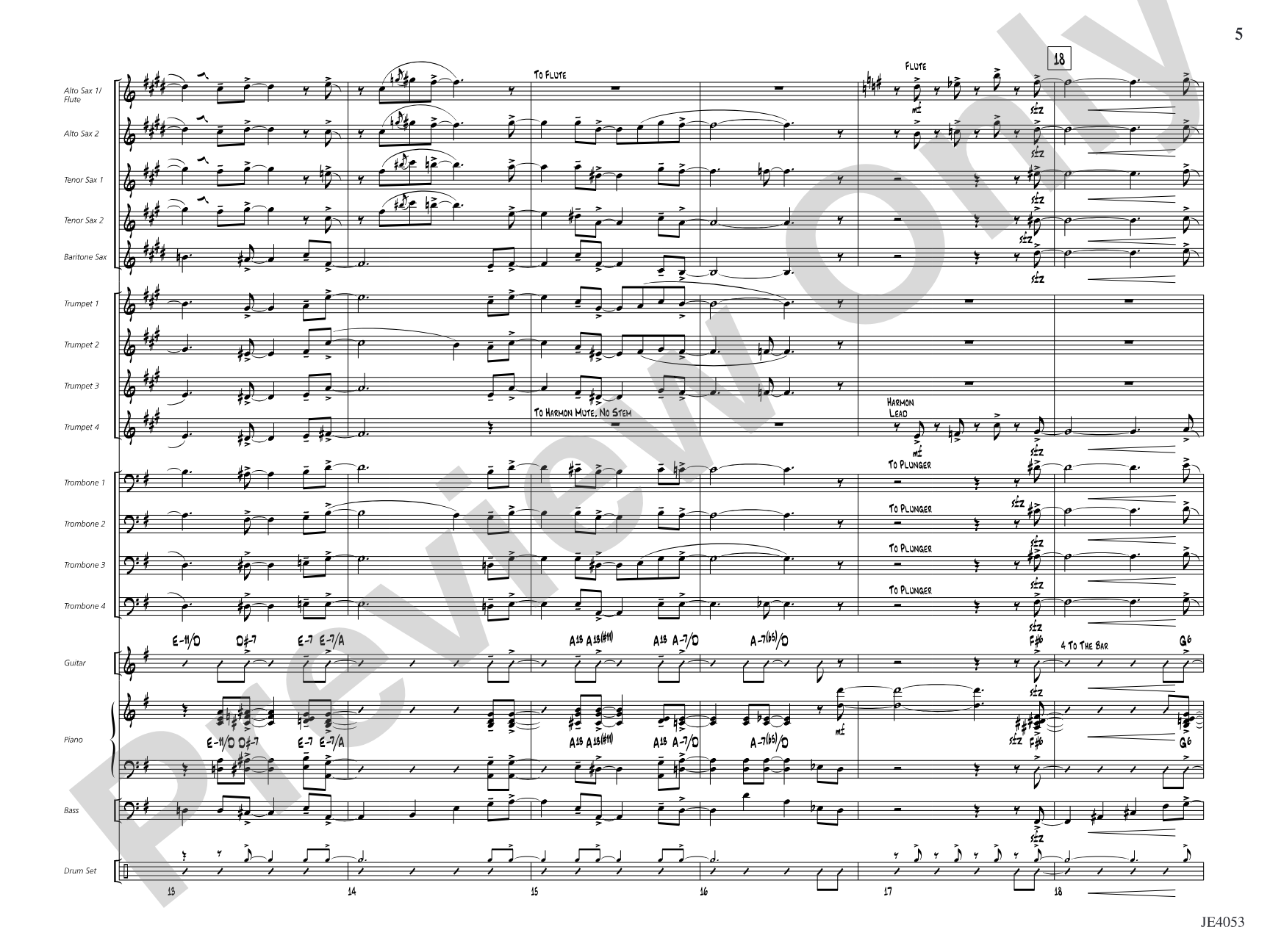 Dinner at Foote's: Jazz Ensemble Conductor Score & Parts