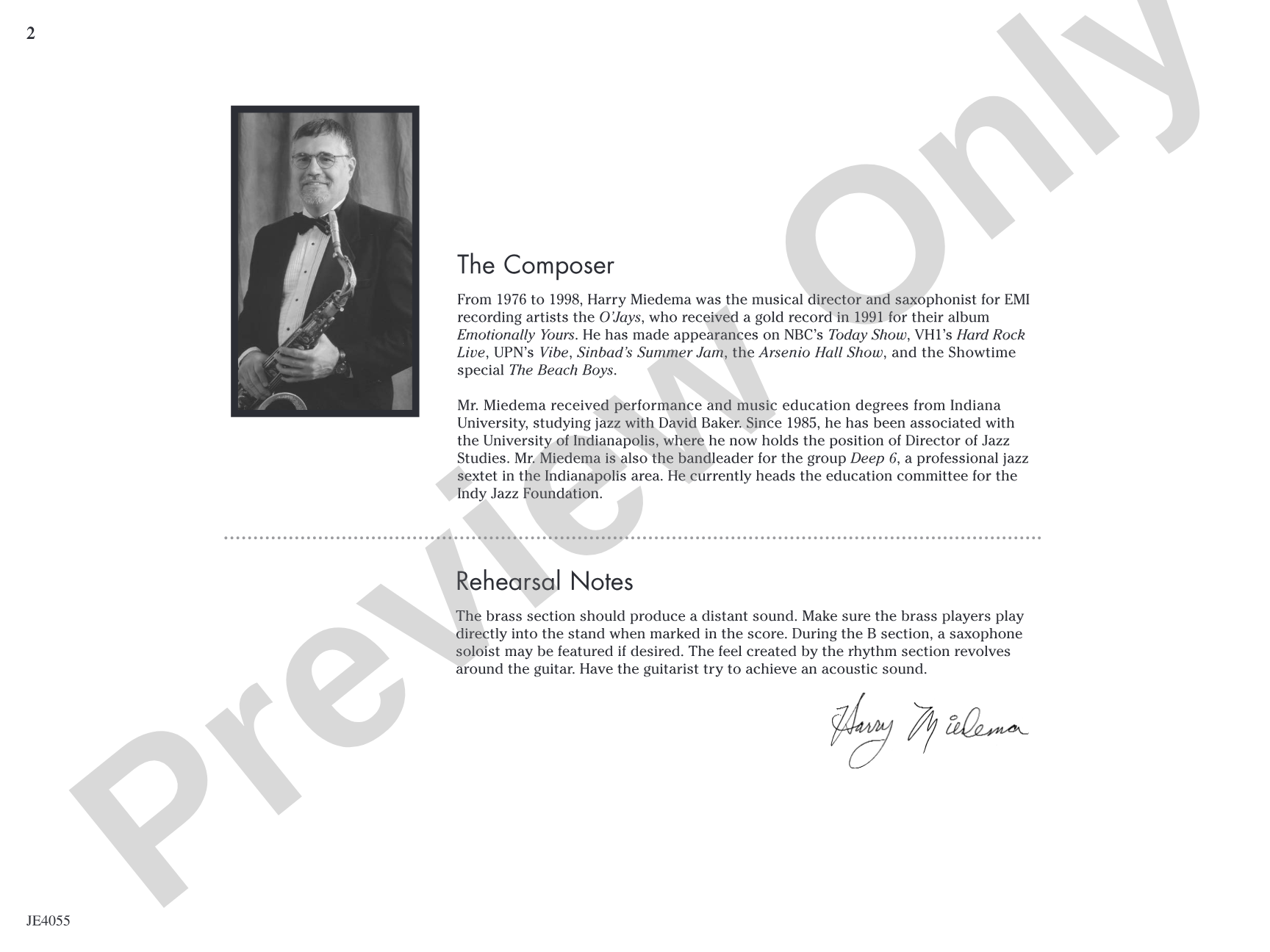 Mr. Blue's Bossa: Jazz Ensemble Conductor Score & Parts