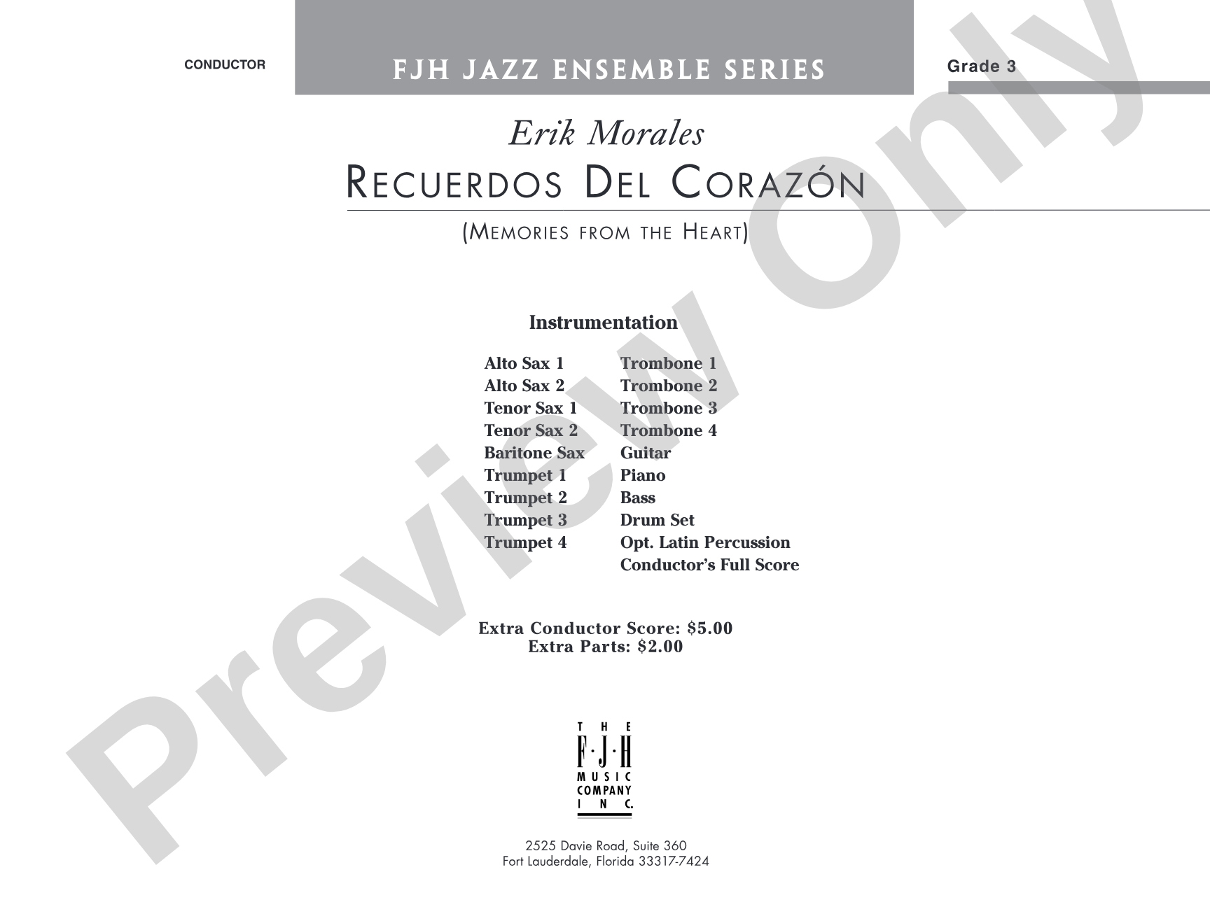 Recuerdos del corazón (Memories from the Heart): Jazz Ensemble Conductor Score & Parts