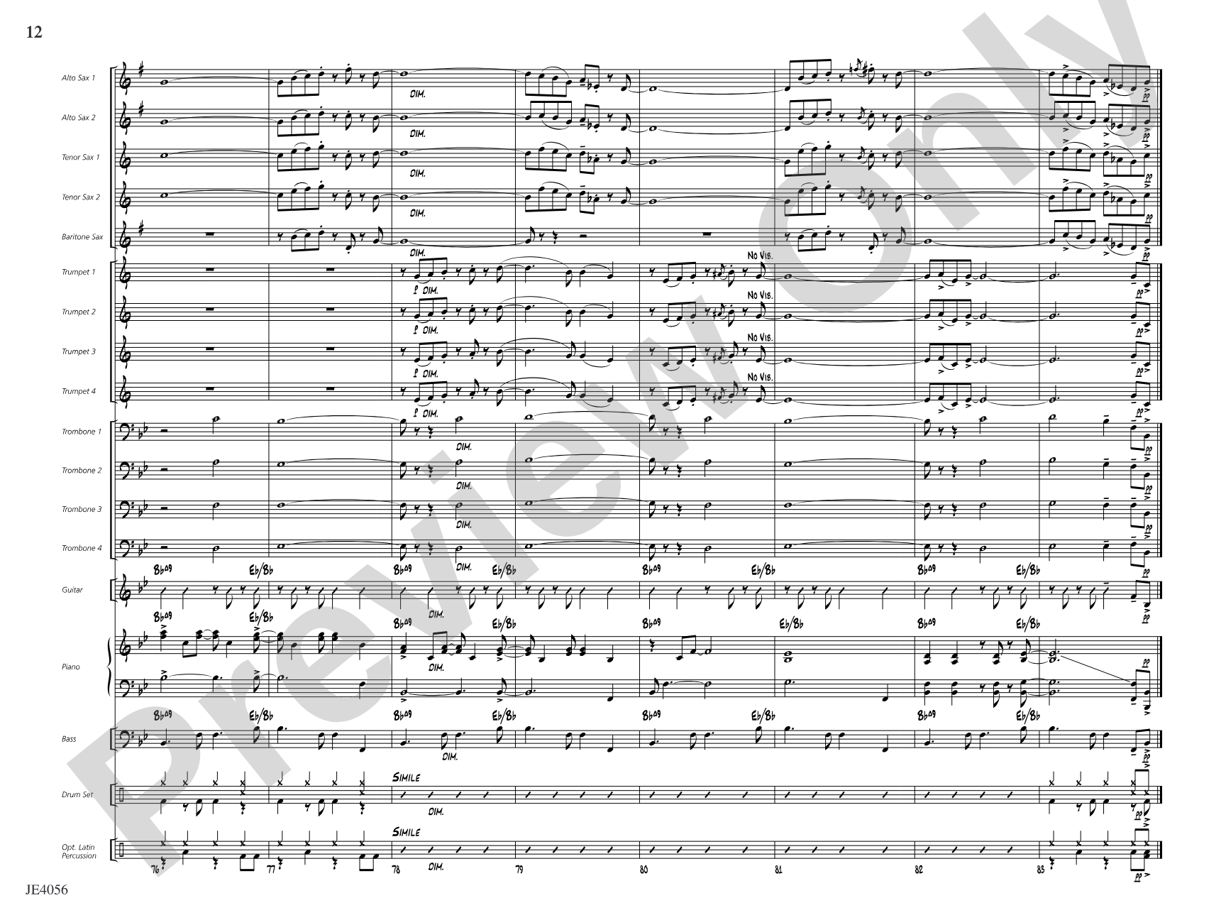 Recuerdos del corazón (Memories from the Heart): Jazz Ensemble Conductor Score & Parts