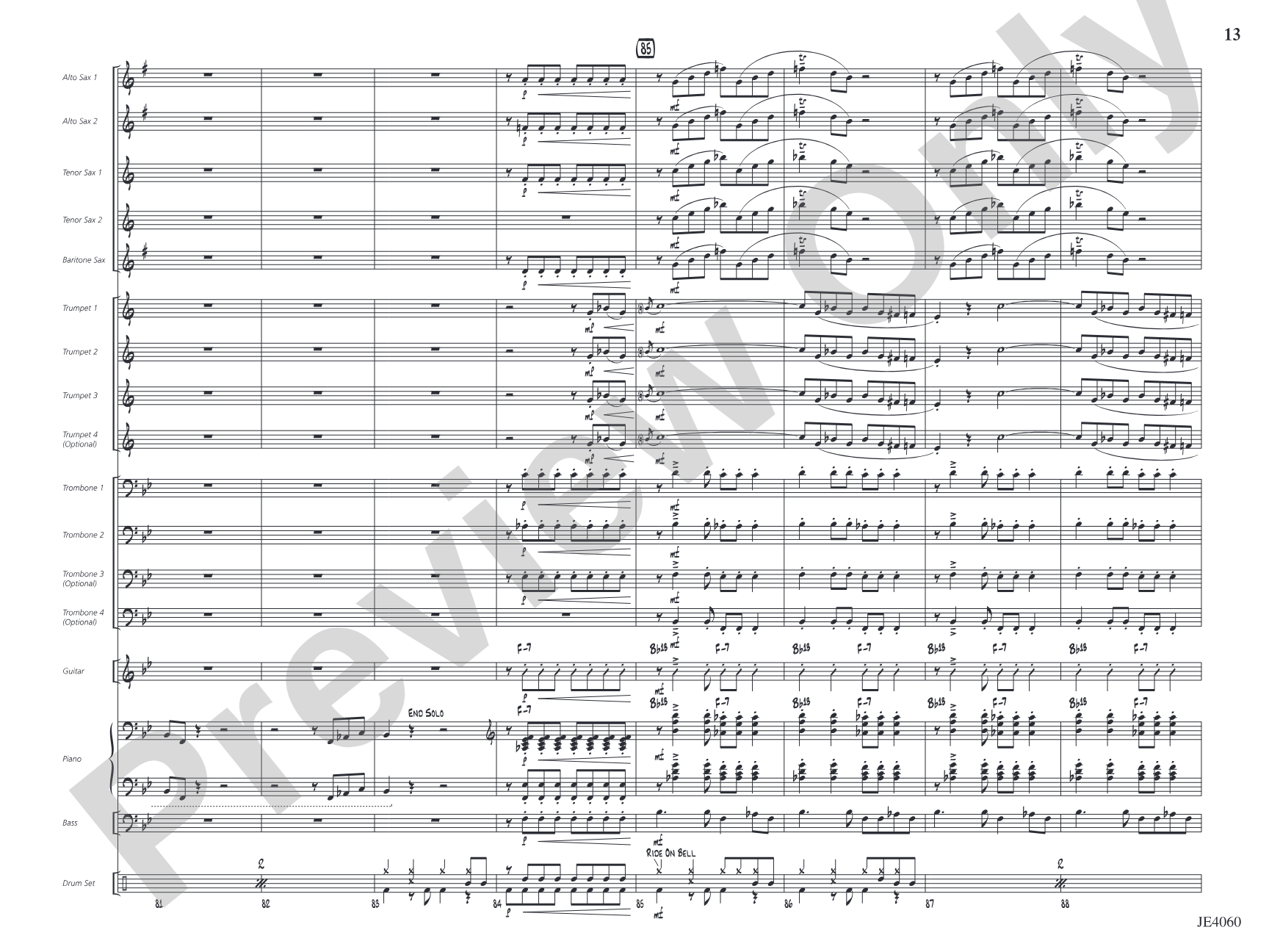 Avenue 'R': Jazz Ensemble Conductor Score & Parts