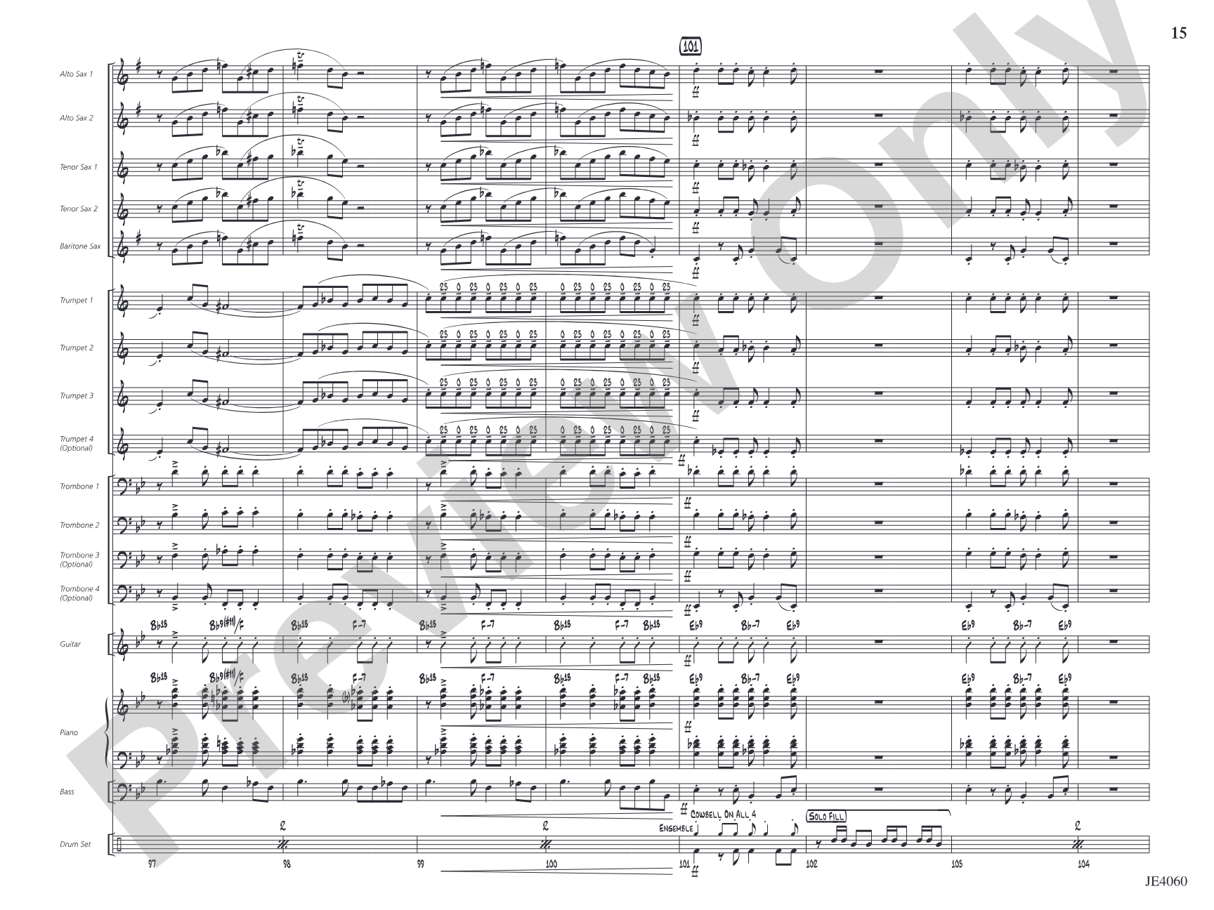 Avenue 'R': Jazz Ensemble Conductor Score & Parts