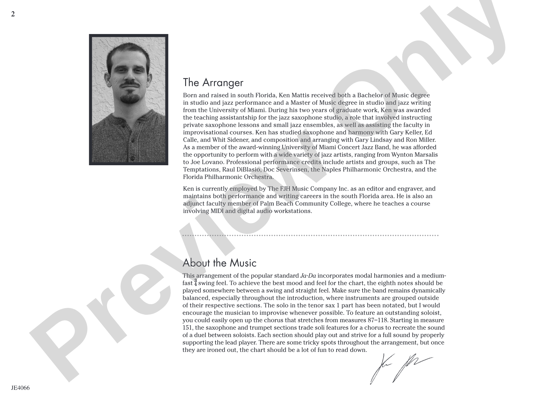 Ja-Da: Jazz Ensemble Conductor Score & Parts