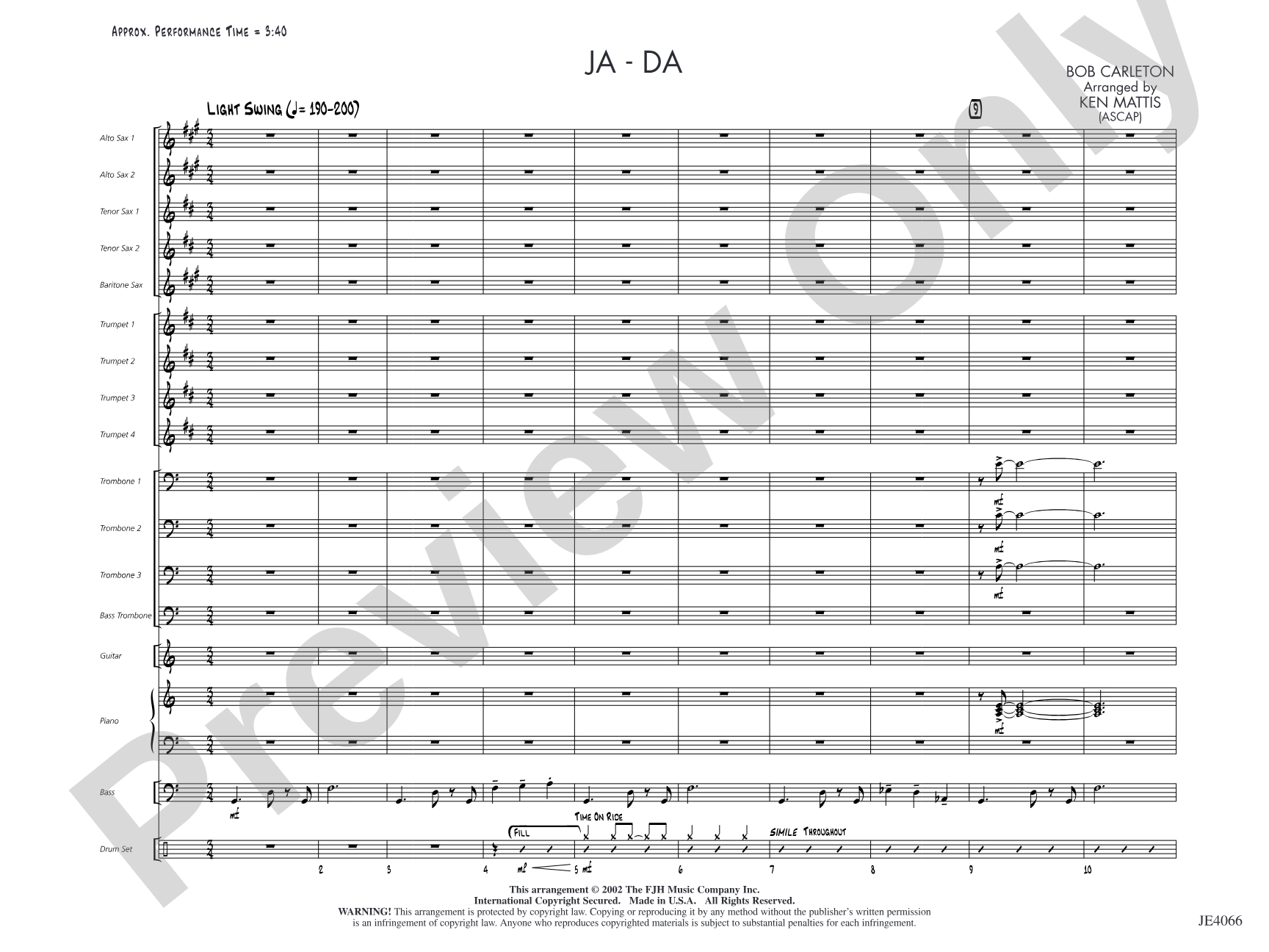 Ja-Da: Jazz Ensemble Conductor Score & Parts