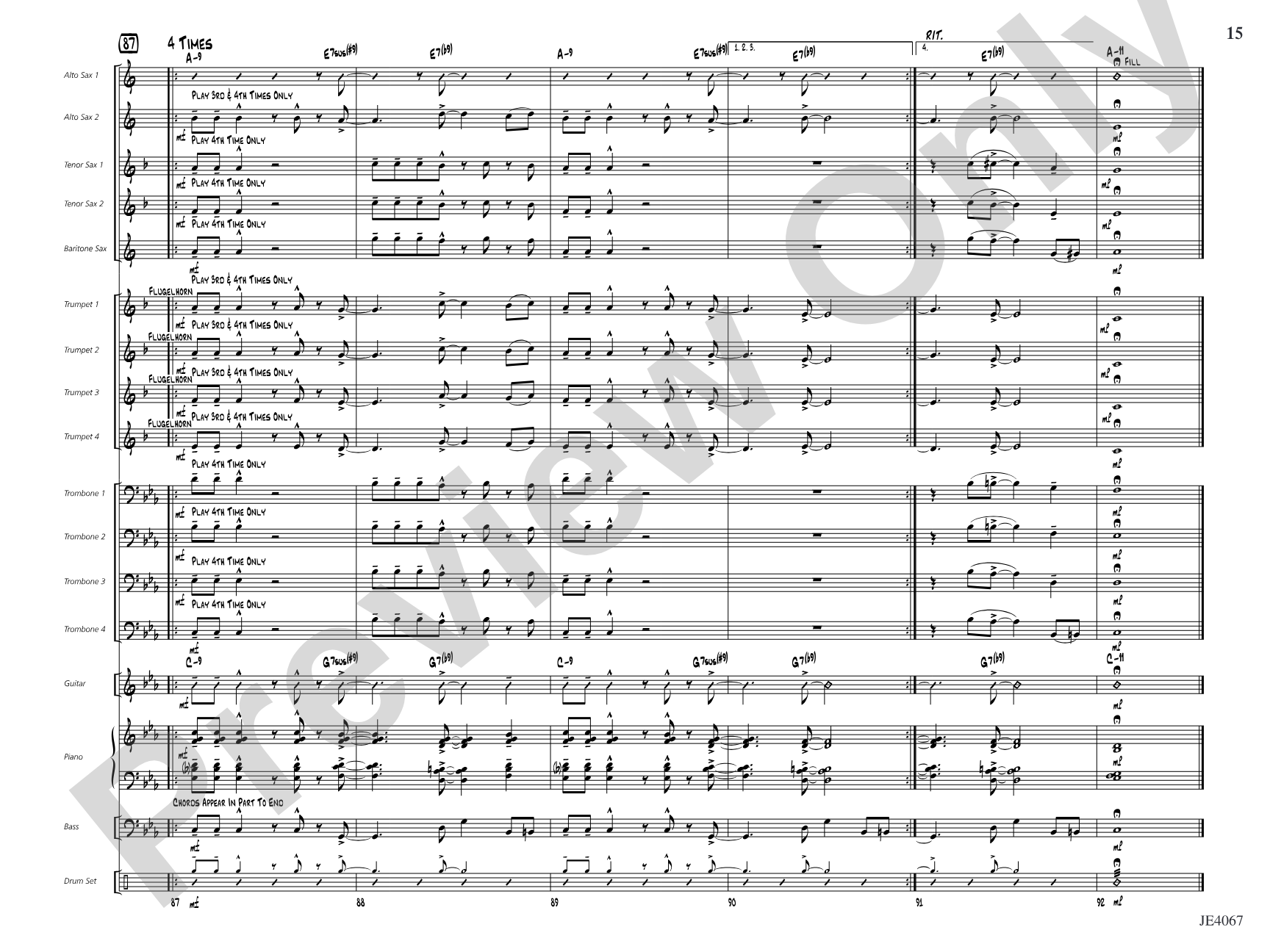 Ocean Drive: Jazz Ensemble Conductor Score & Parts