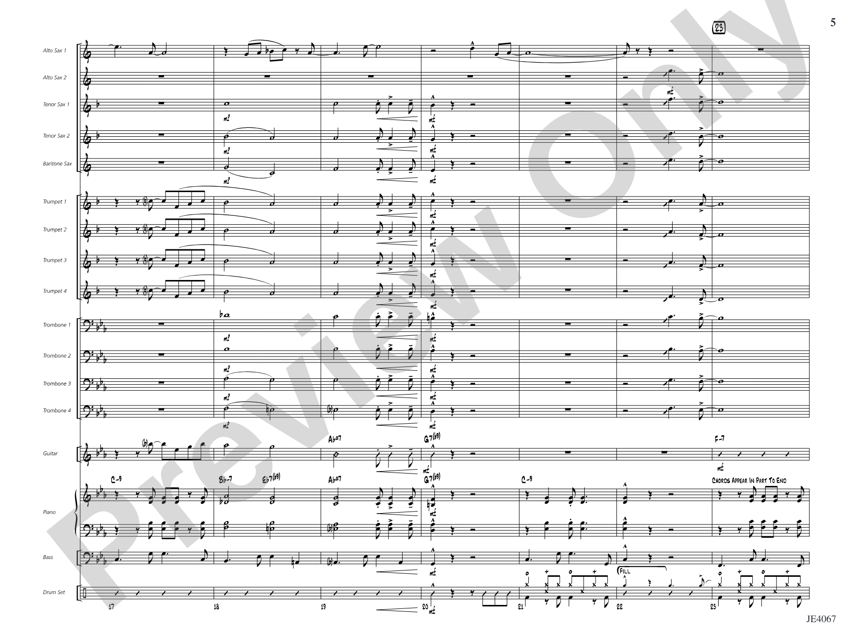 Ocean Drive: Jazz Ensemble Conductor Score & Parts