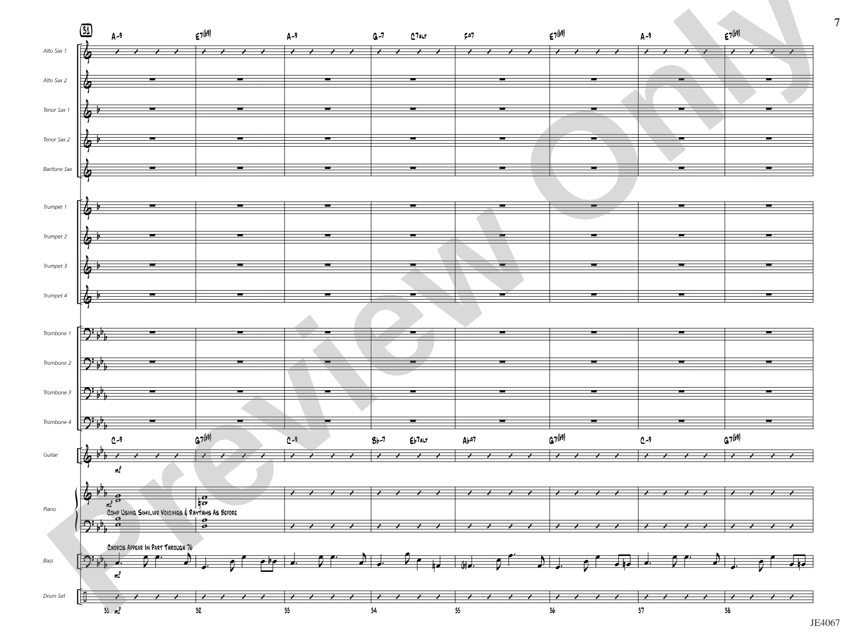 Ocean Drive: Jazz Ensemble Conductor Score & Parts