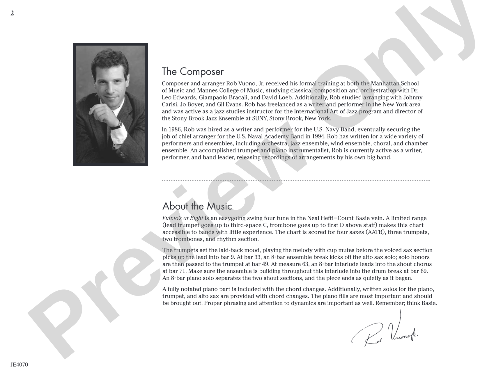 Fulvio's at Eight: Jazz Ensemble Conductor Score & Parts