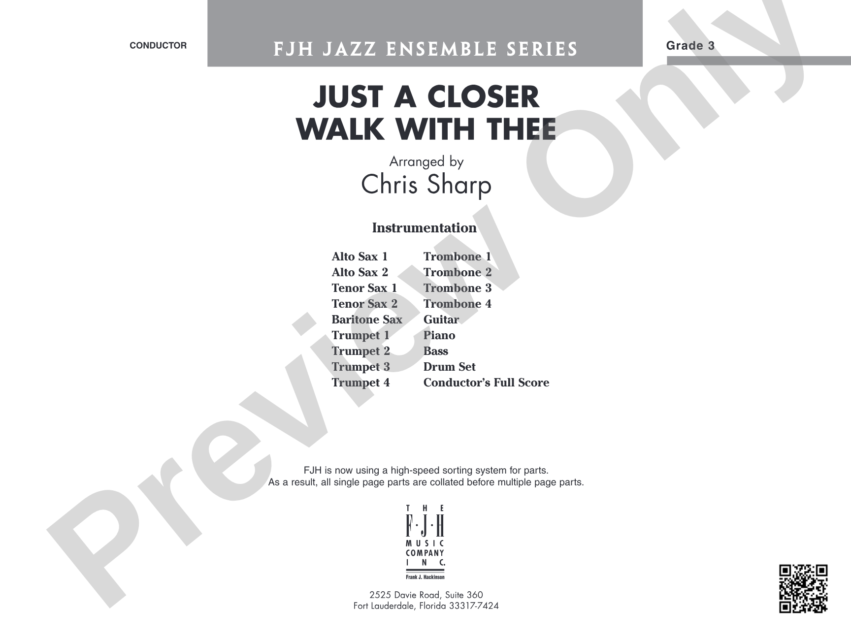 Just a Closer Walk with Thee: Jazz Ensemble Conductor Score & Parts