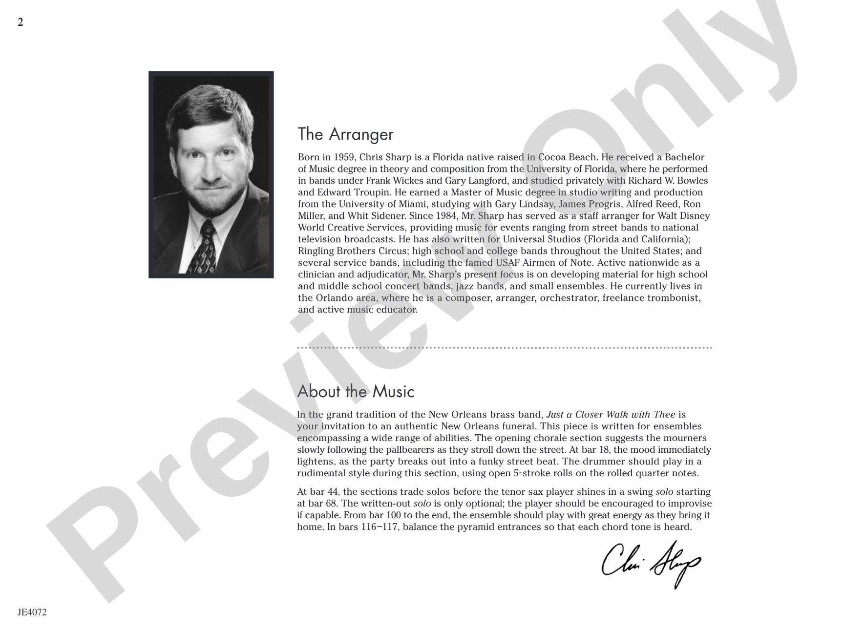 Just a Closer Walk with Thee: Jazz Ensemble Conductor Score & Parts