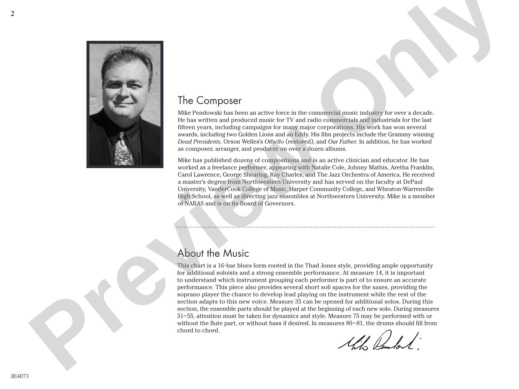 Blues for Mr. K: Jazz Ensemble Conductor Score & Parts