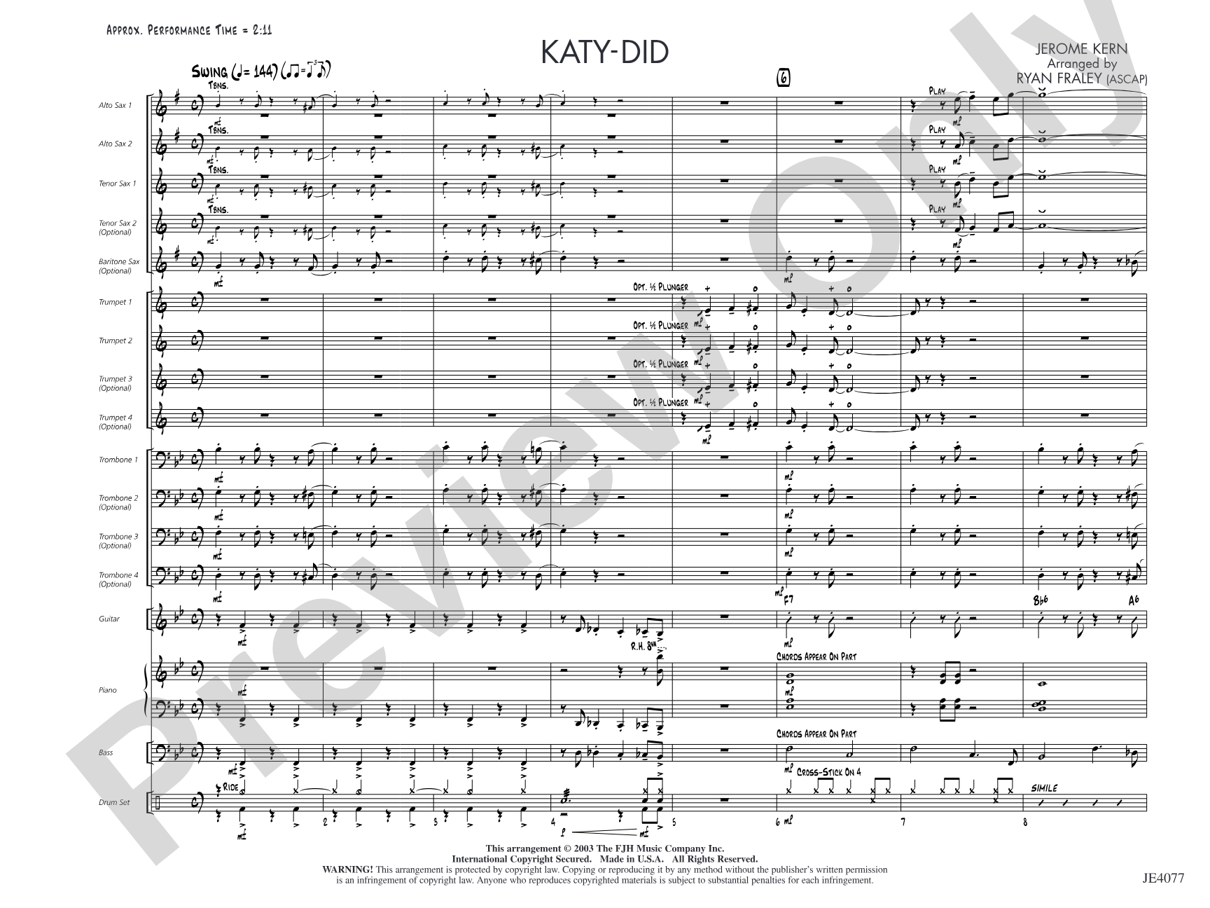 Katy-Did: Score