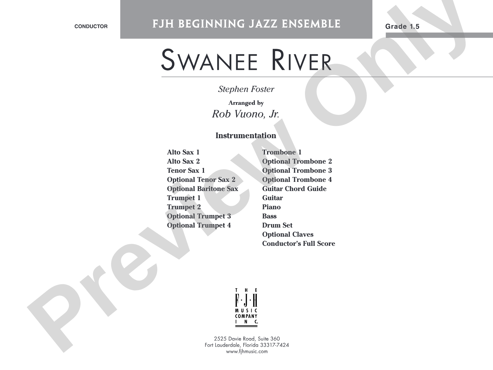 Swanee River: Jazz Ensemble Conductor Score & Parts