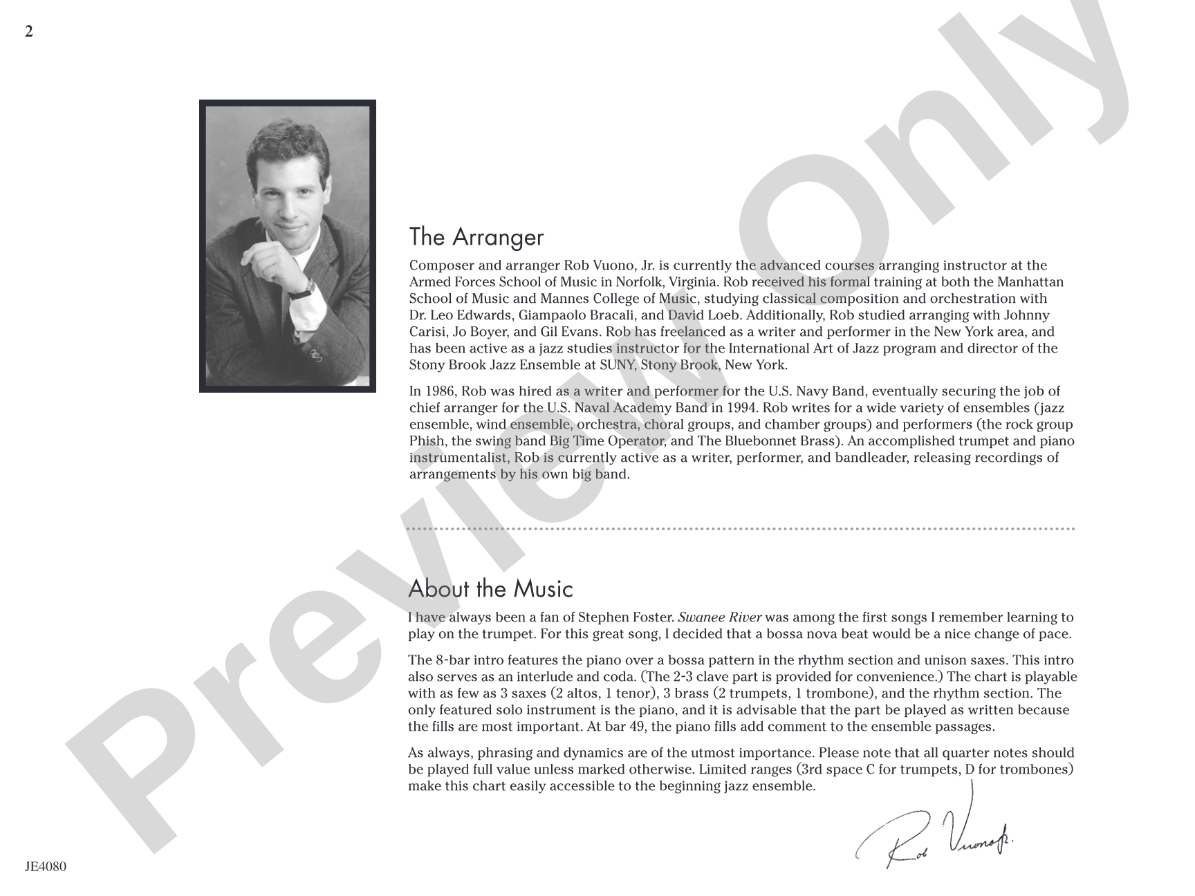 Swanee River: Jazz Ensemble Conductor Score & Parts