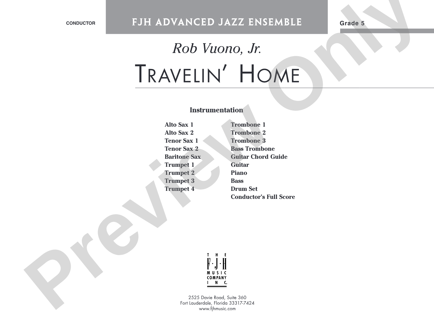 Travelin' Home: Jazz Ensemble Conductor Score & Parts