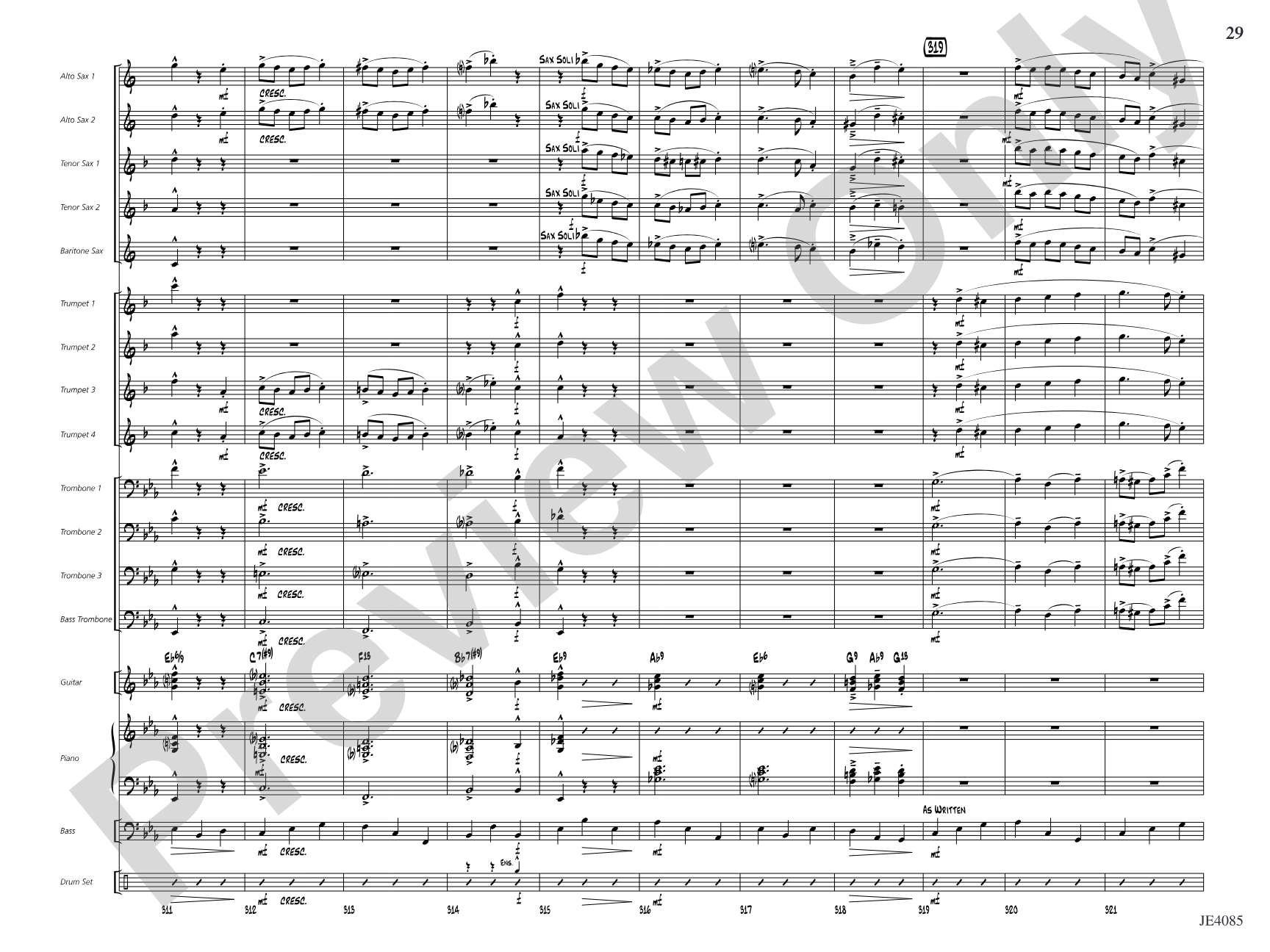 Travelin' Home: Jazz Ensemble Conductor Score & Parts
