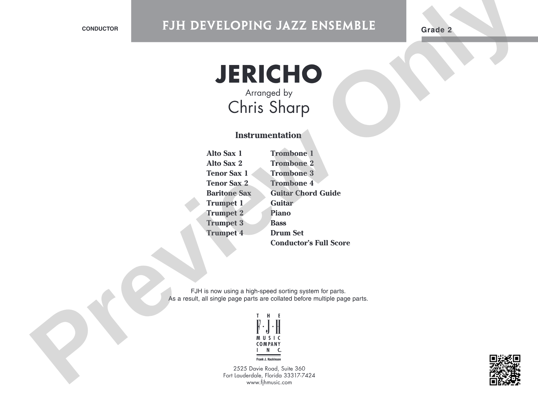 Jericho: Jazz Ensemble Conductor Score & Parts