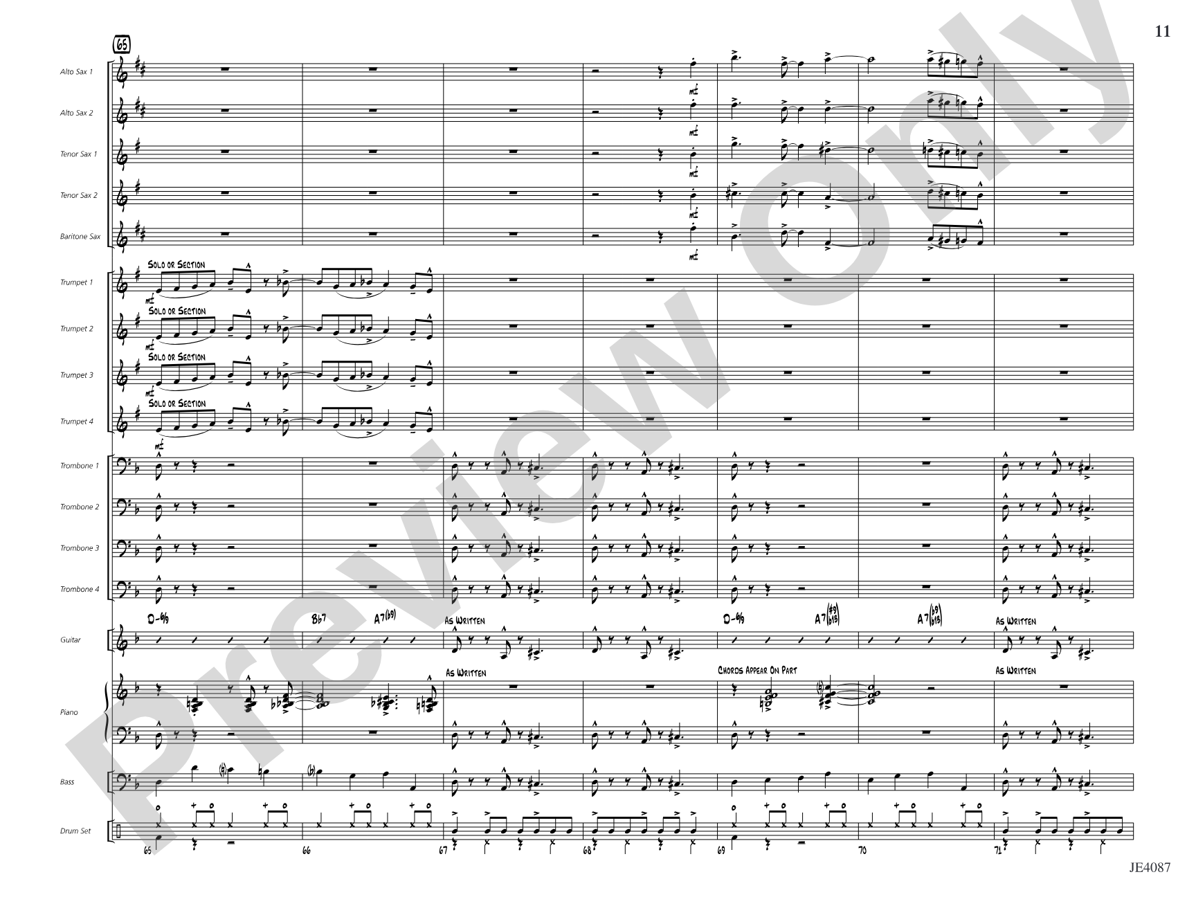 Jericho: Jazz Ensemble Conductor Score & Parts