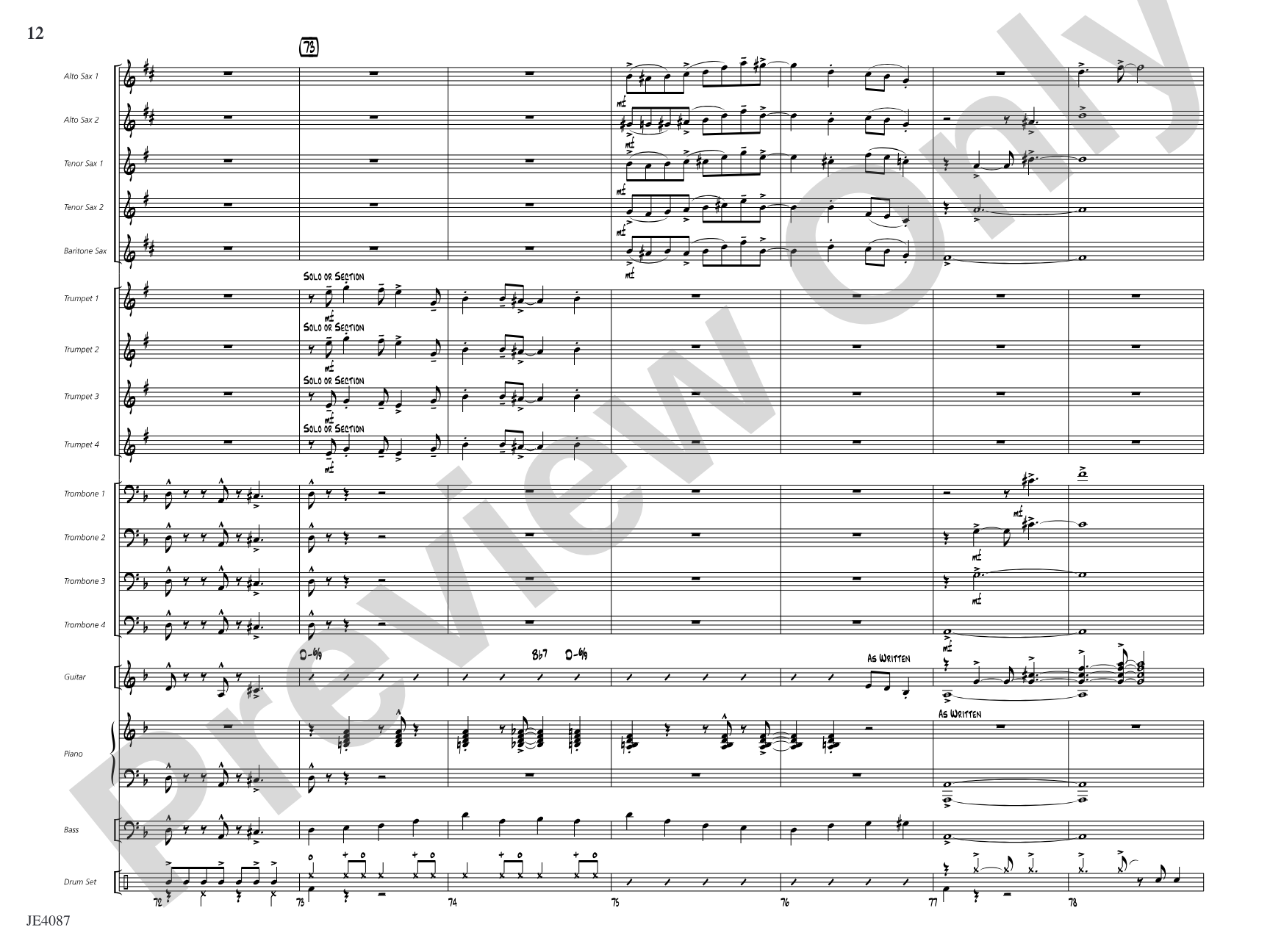 Jericho: Jazz Ensemble Conductor Score & Parts