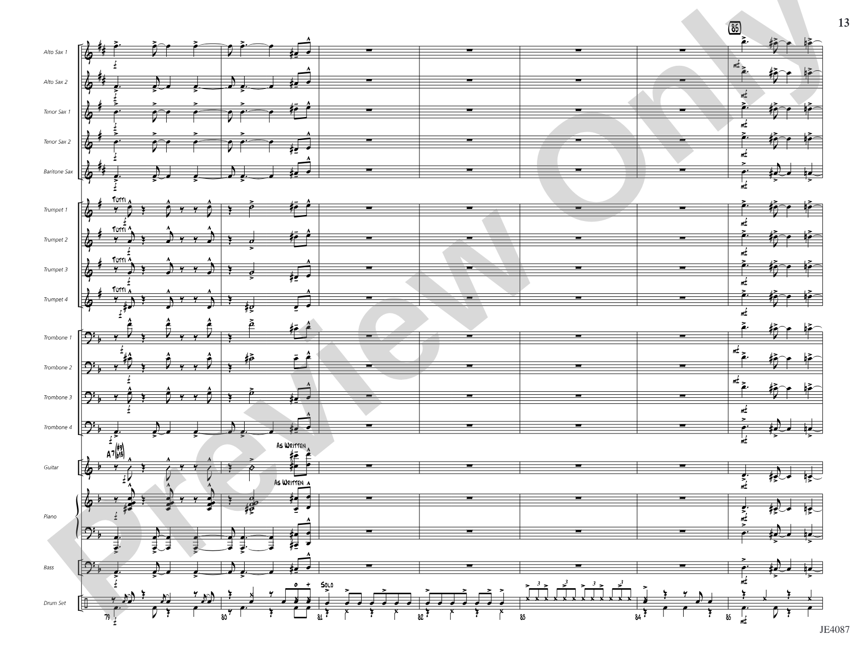 Jericho: Jazz Ensemble Conductor Score & Parts