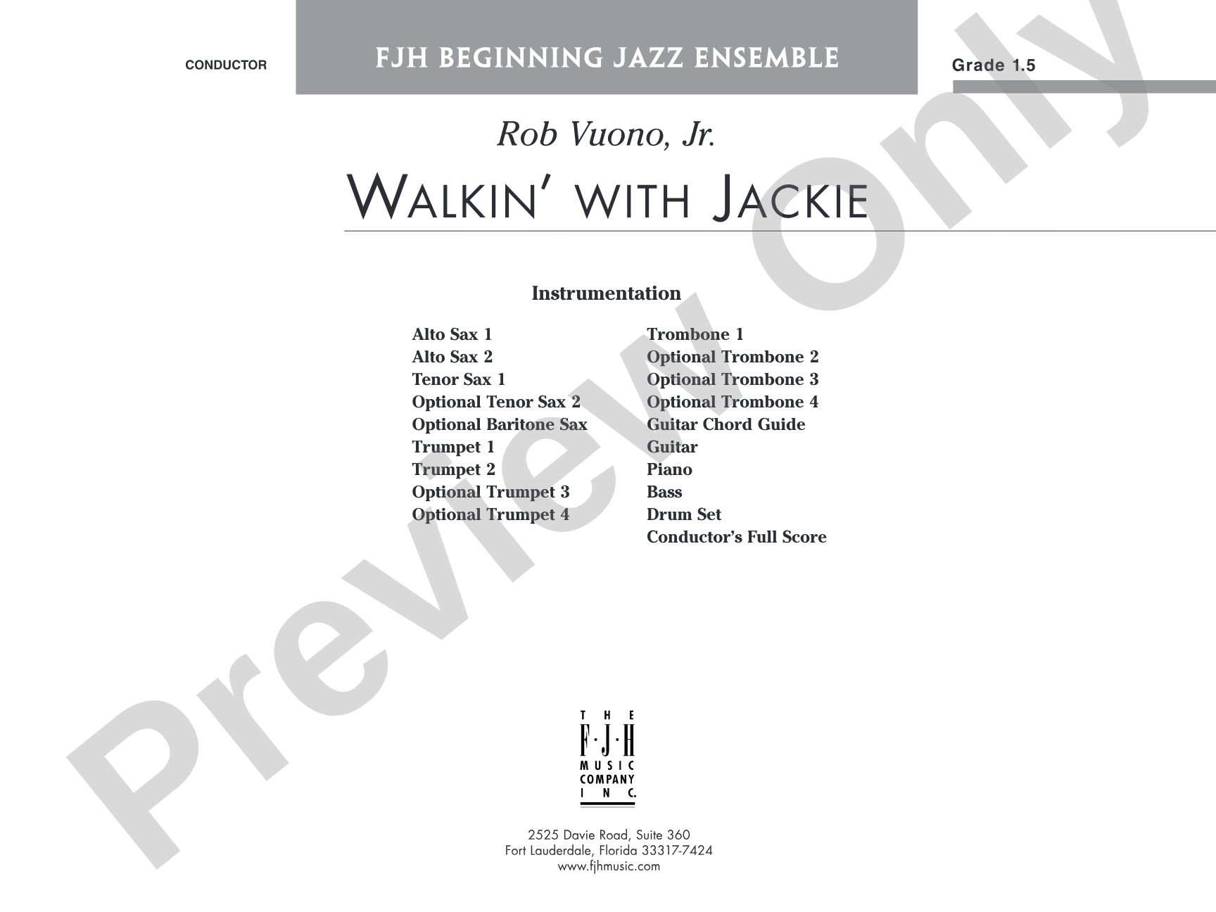 Walkin' with Jackie: Jazz Ensemble Conductor Score & Parts