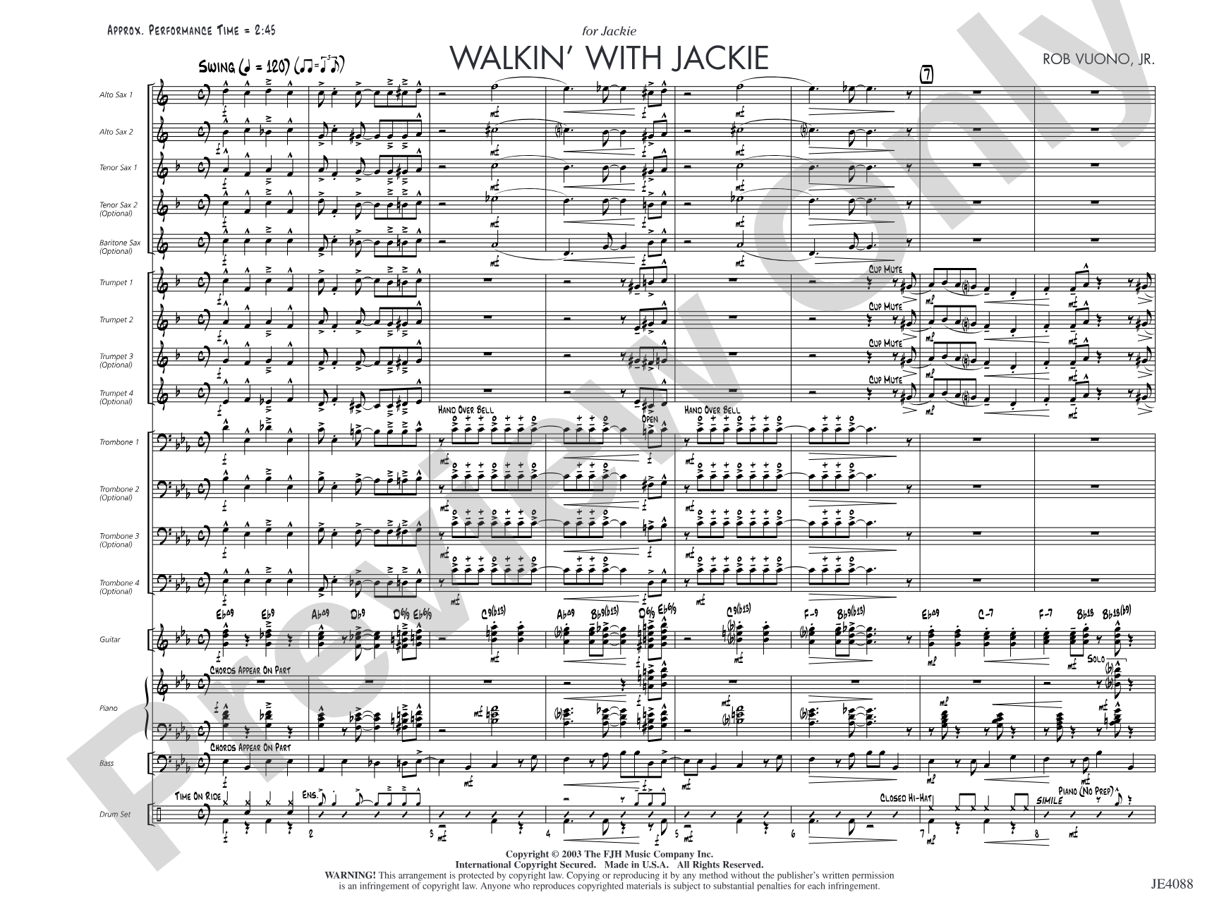 Walkin' with Jackie: Jazz Ensemble Conductor Score & Parts