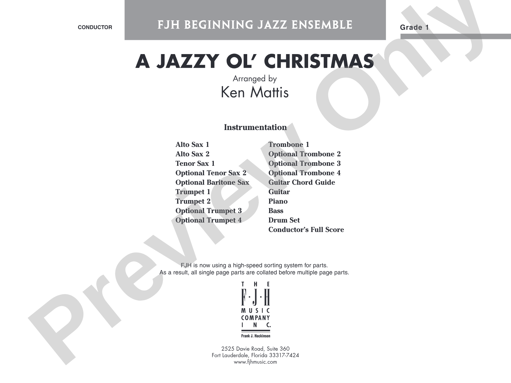 A Jazzy Ol' Christmas: Jazz Ensemble Conductor Score & Parts