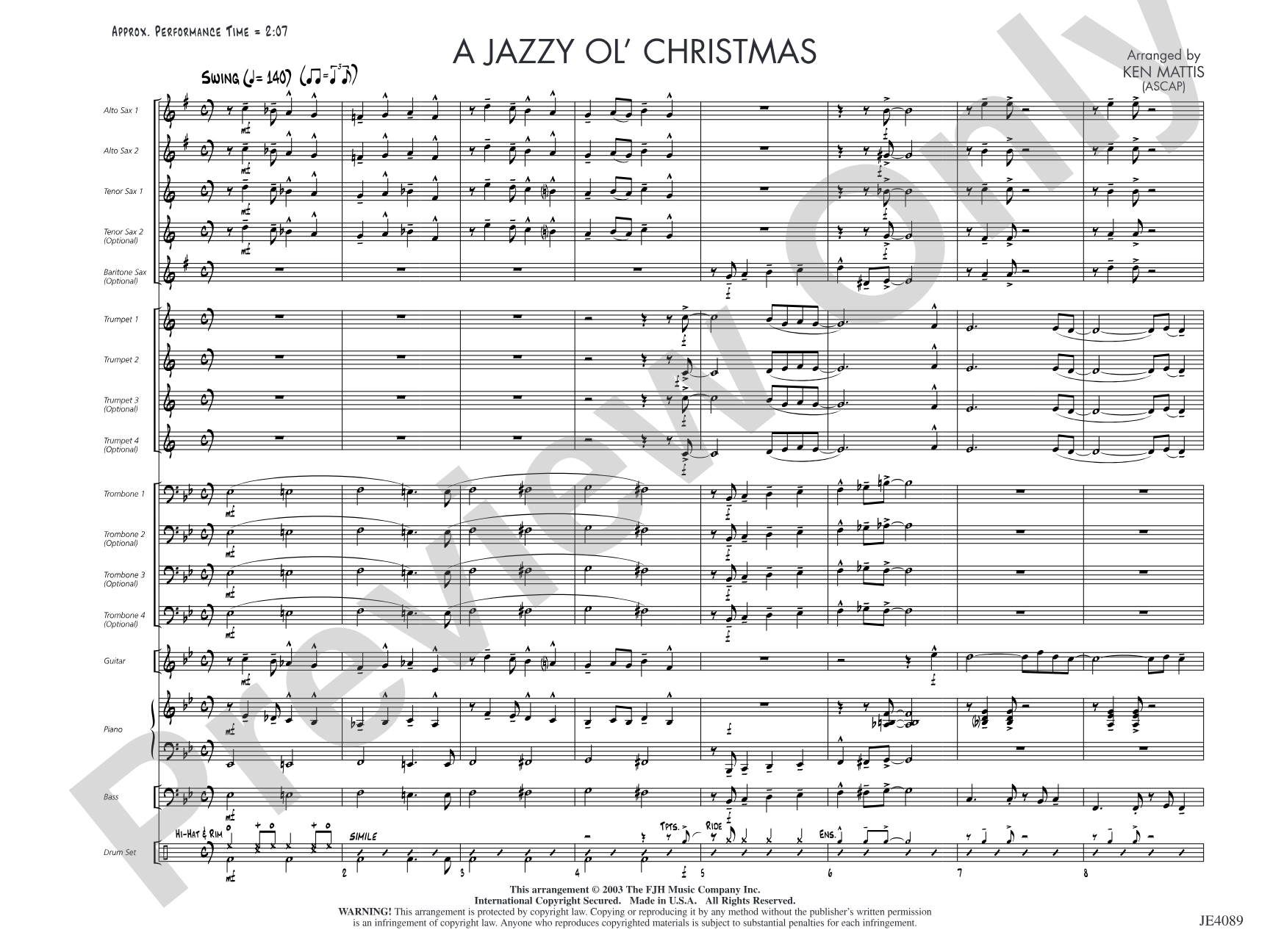 A Jazzy Ol' Christmas: Jazz Ensemble Conductor Score & Parts