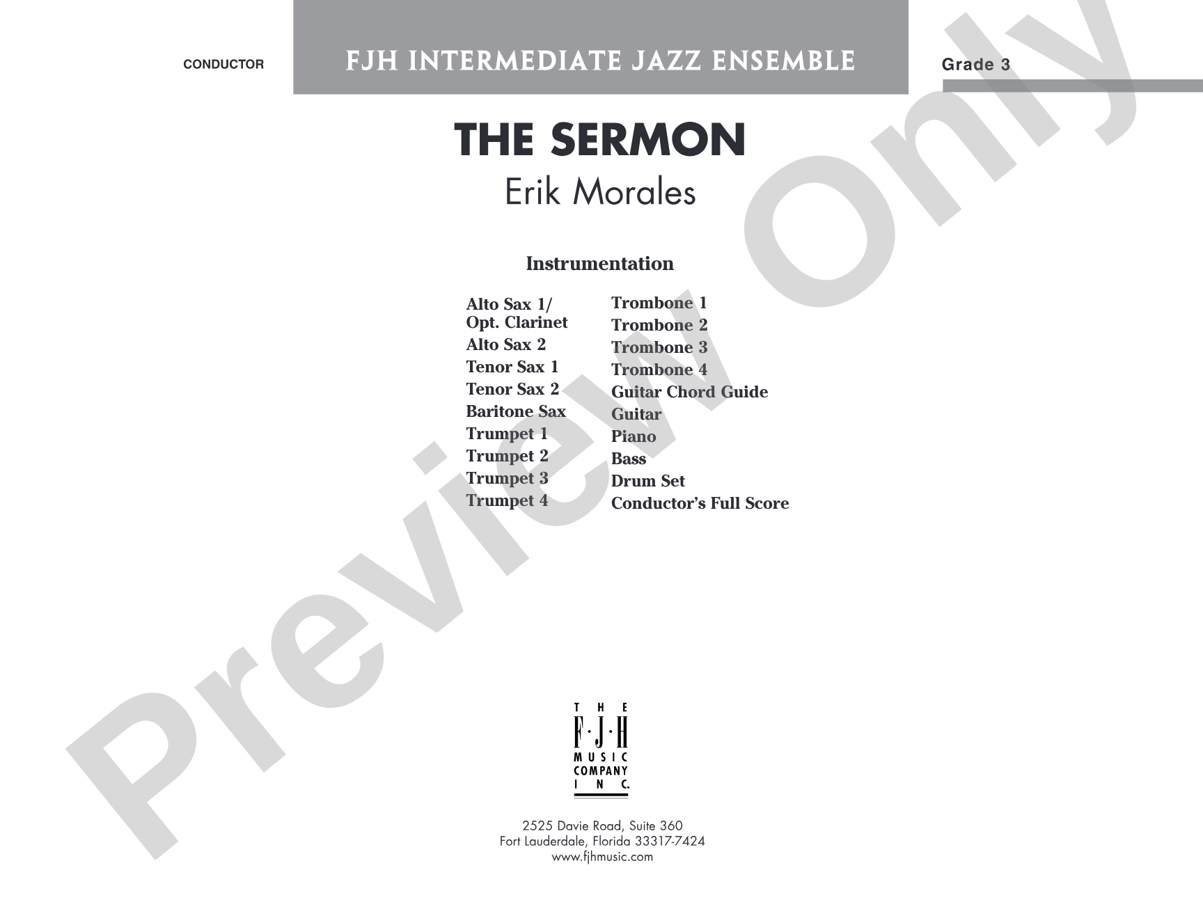 The Sermon: Jazz Ensemble Conductor Score & Parts