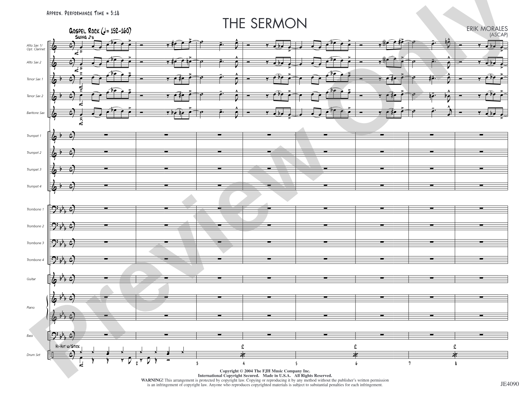The Sermon: Jazz Ensemble Conductor Score & Parts