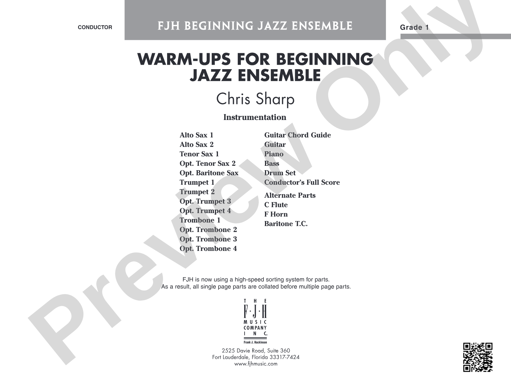 Warm-ups for Beginning Jazz Ensemble: Jazz Ensemble Conductor Score & Parts