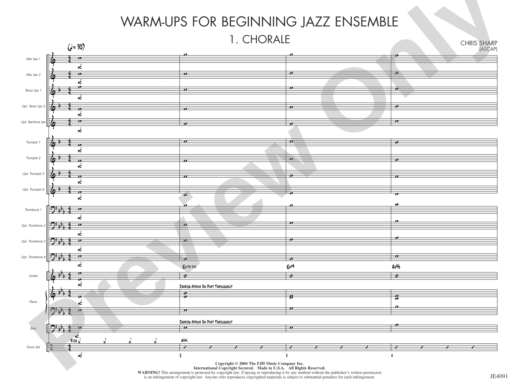 Warm-ups for Beginning Jazz Ensemble: Jazz Ensemble Conductor Score & Parts