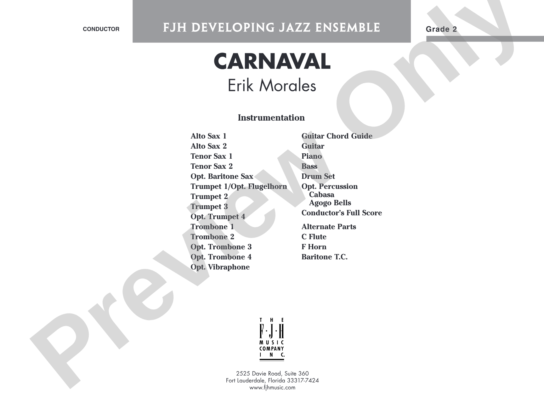 Carnaval: Jazz Ensemble Conductor Score & Parts