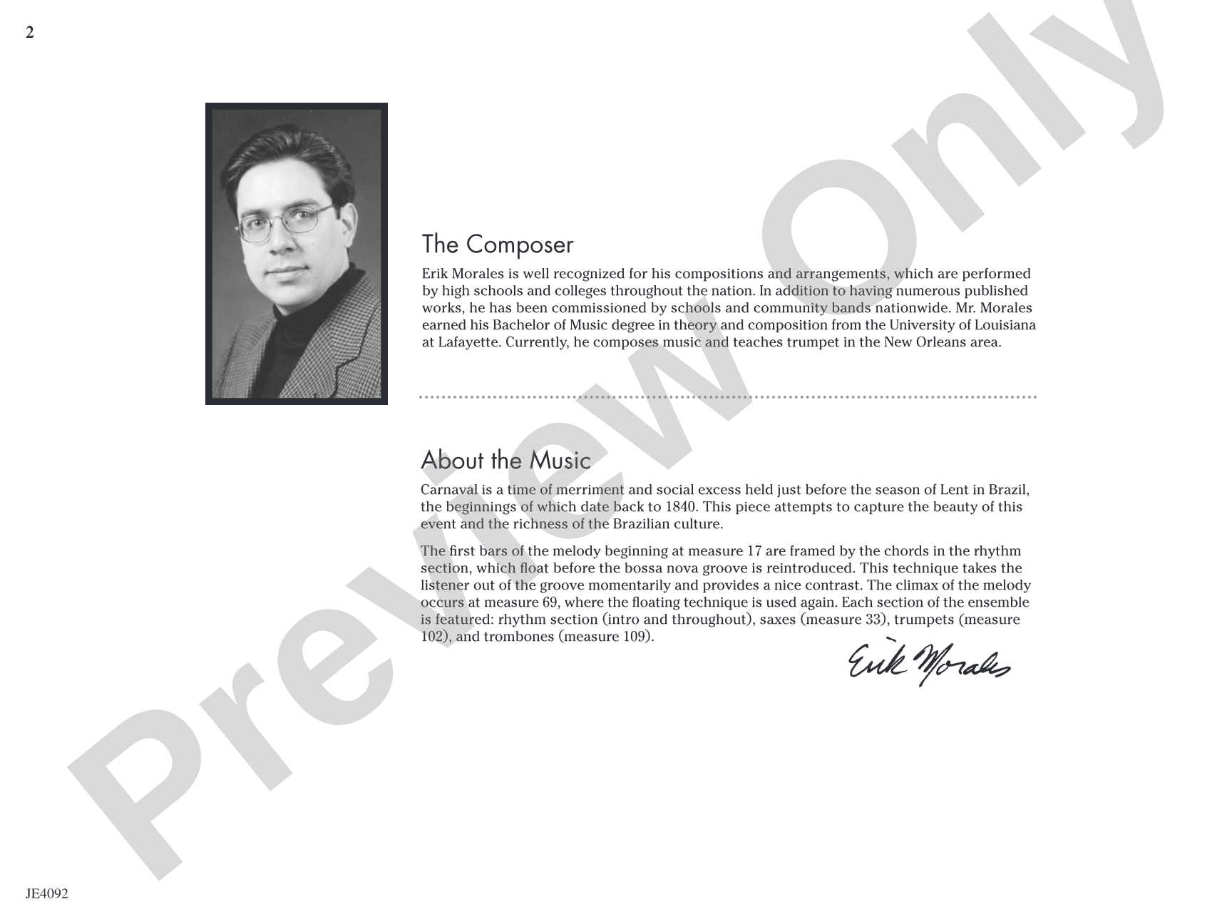 Carnaval: Jazz Ensemble Conductor Score & Parts