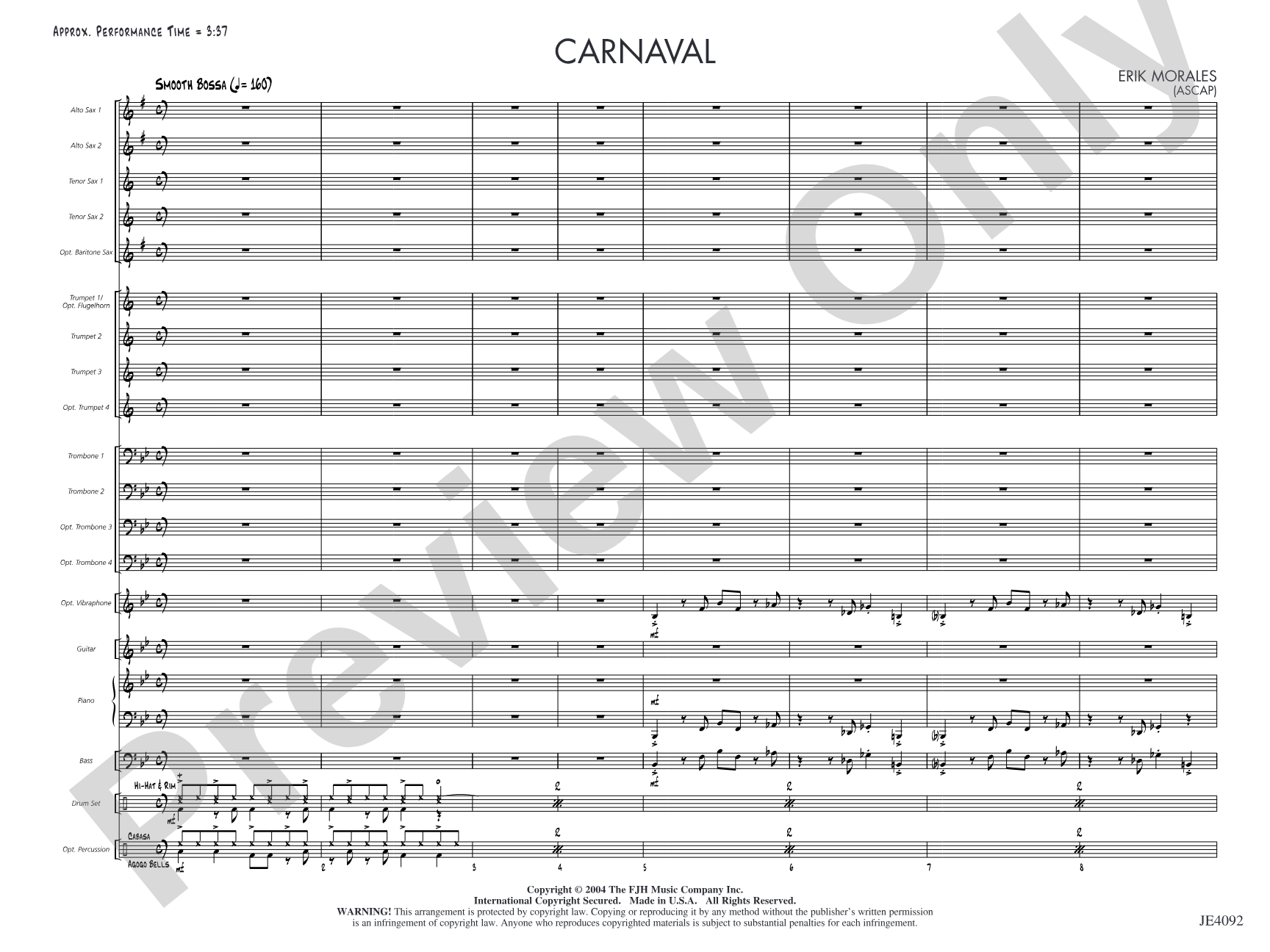 Carnaval: Jazz Ensemble Conductor Score & Parts