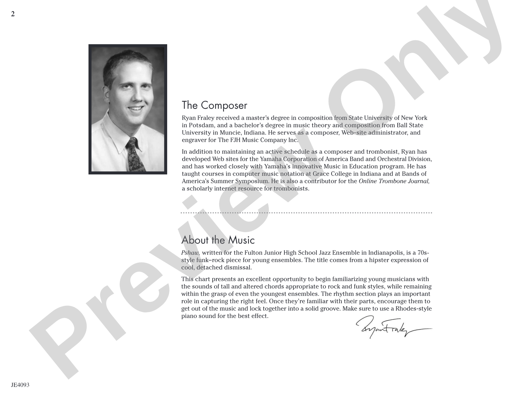 Pshaw: Jazz Ensemble Conductor Score & Parts