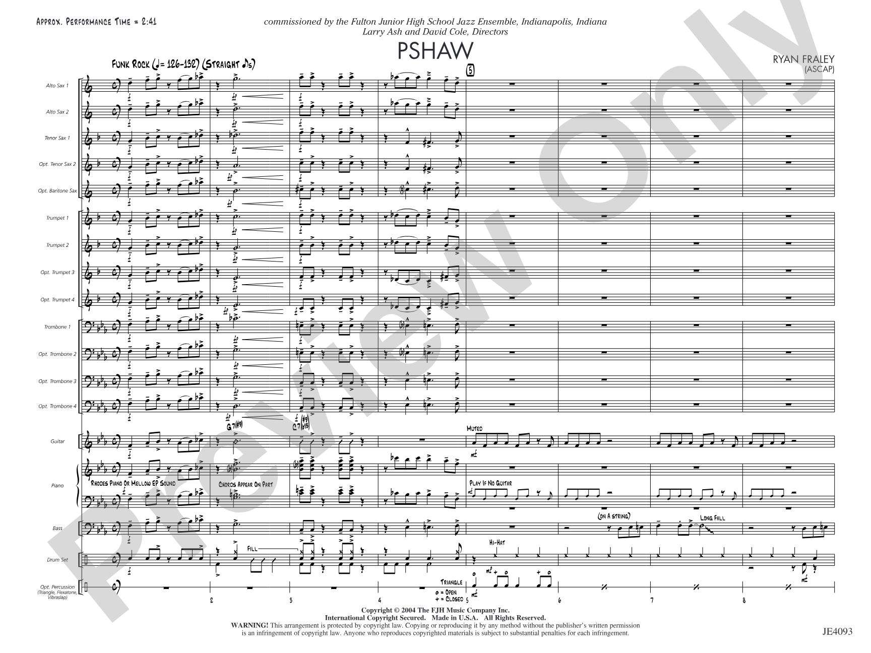 Pshaw: Jazz Ensemble Conductor Score & Parts