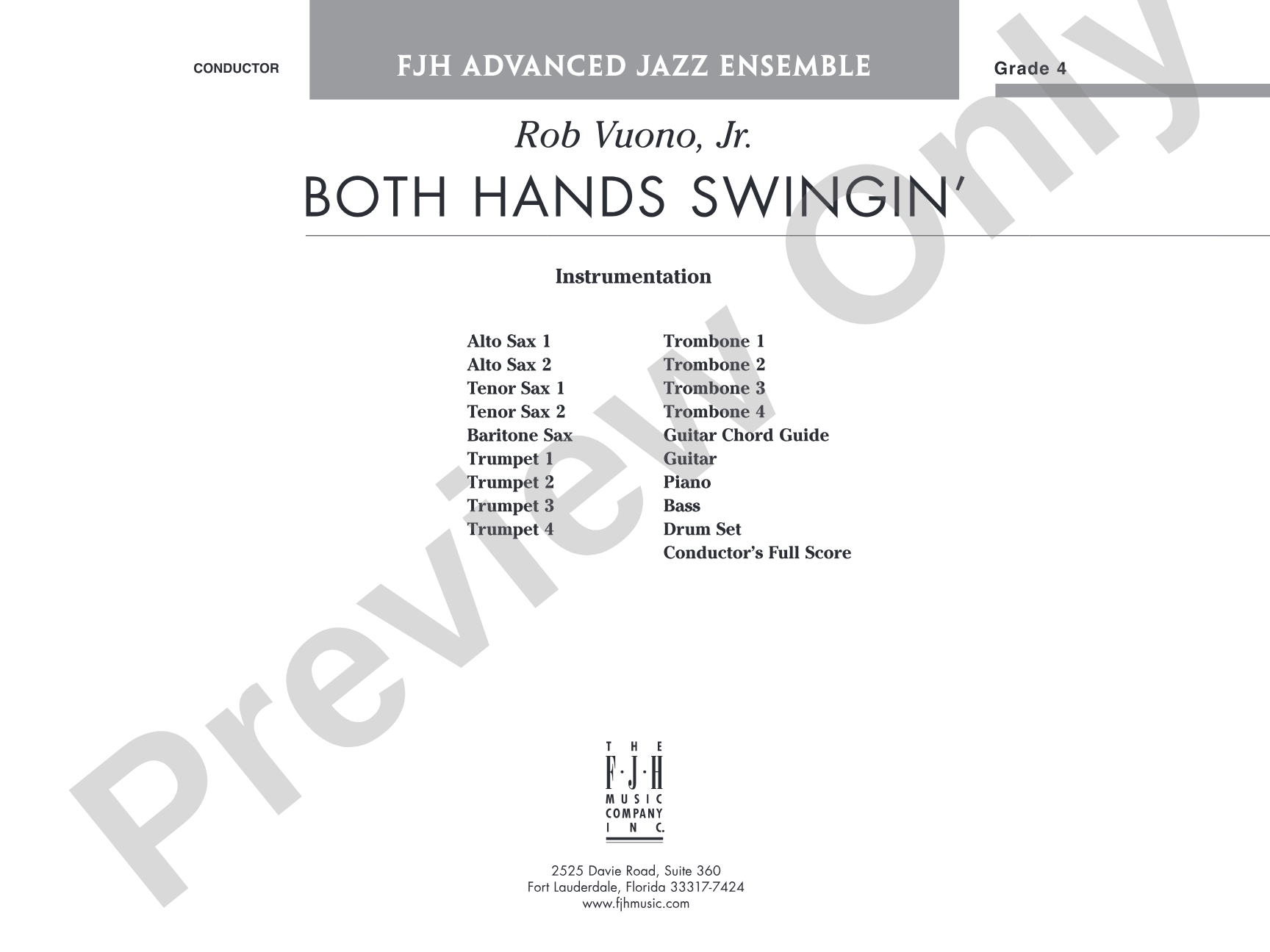 Both Hands Swingin': Jazz Ensemble Conductor Score & Parts