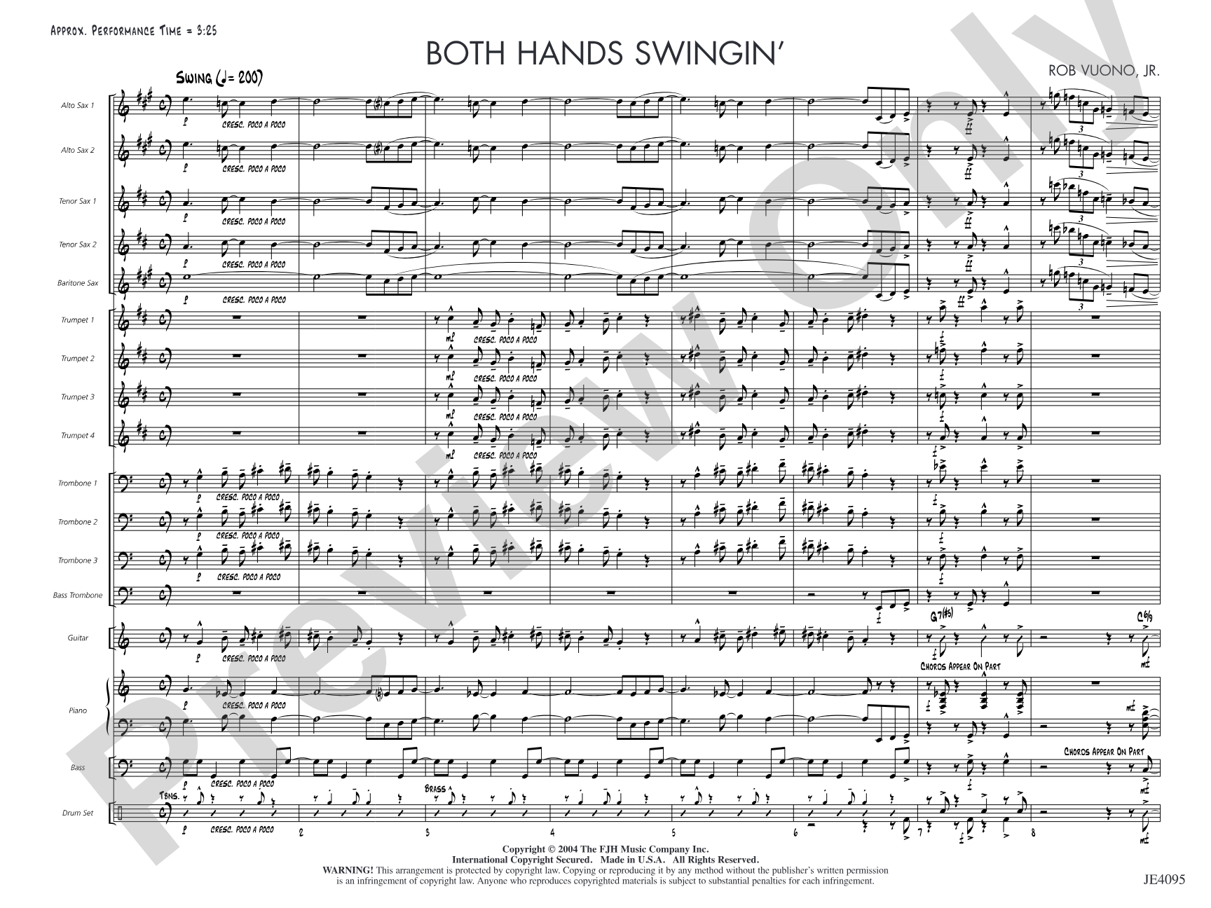 Both Hands Swingin': Jazz Ensemble Conductor Score & Parts