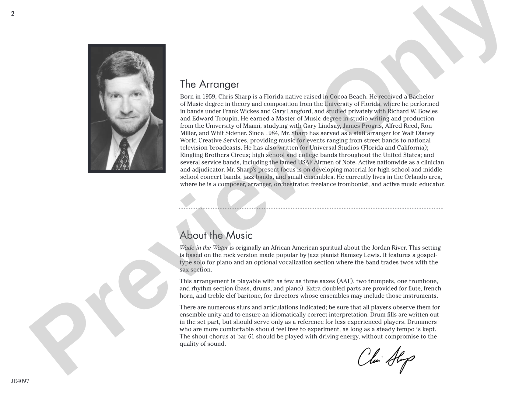 Wade in the Water: Jazz Ensemble Conductor Score & Parts