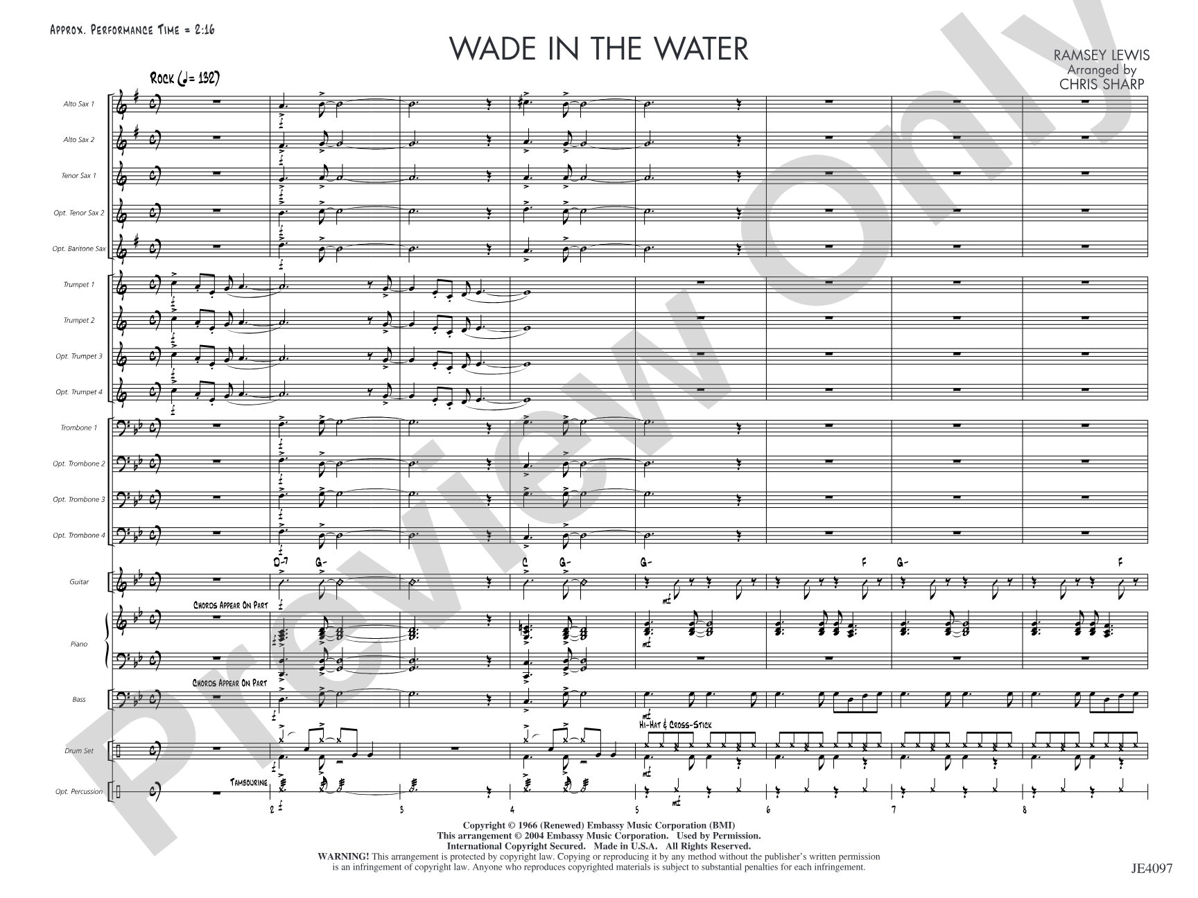 Wade in the Water: Jazz Ensemble Conductor Score & Parts