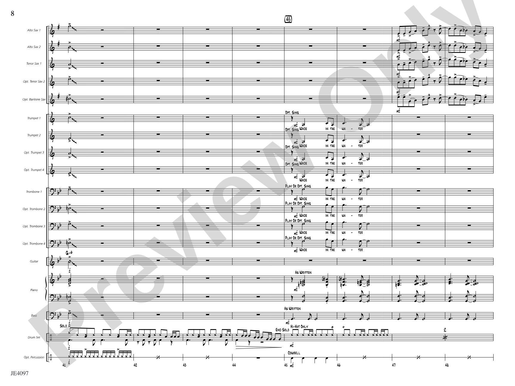 Wade in the Water: Jazz Ensemble Conductor Score & Parts