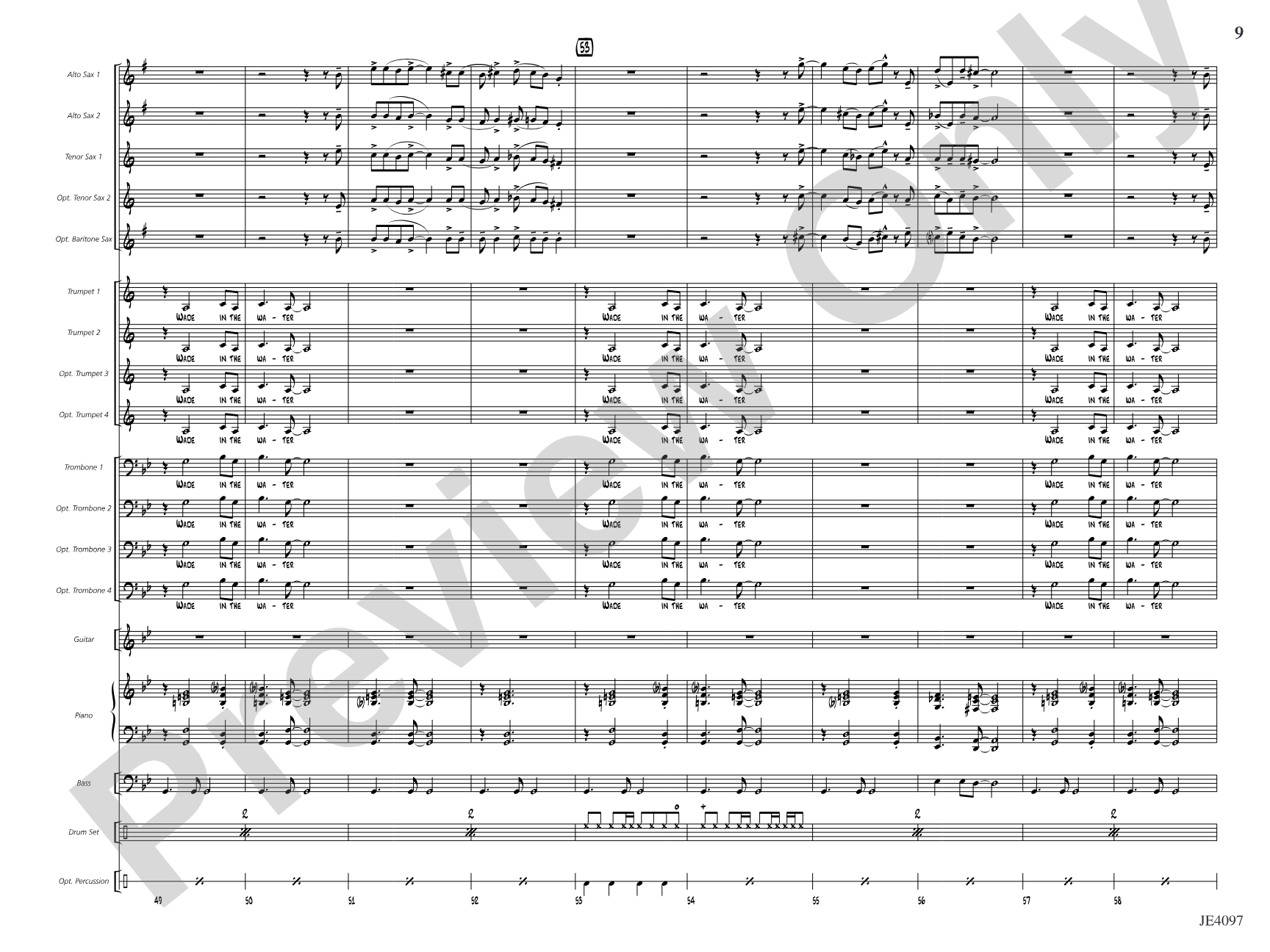 Wade in the Water: Jazz Ensemble Conductor Score & Parts