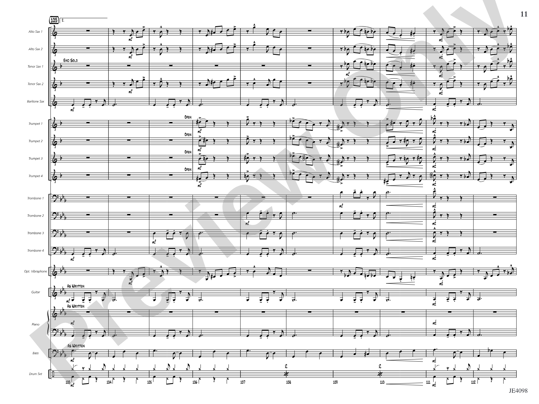 Blues für Elise: Jazz Ensemble Conductor Score & Parts