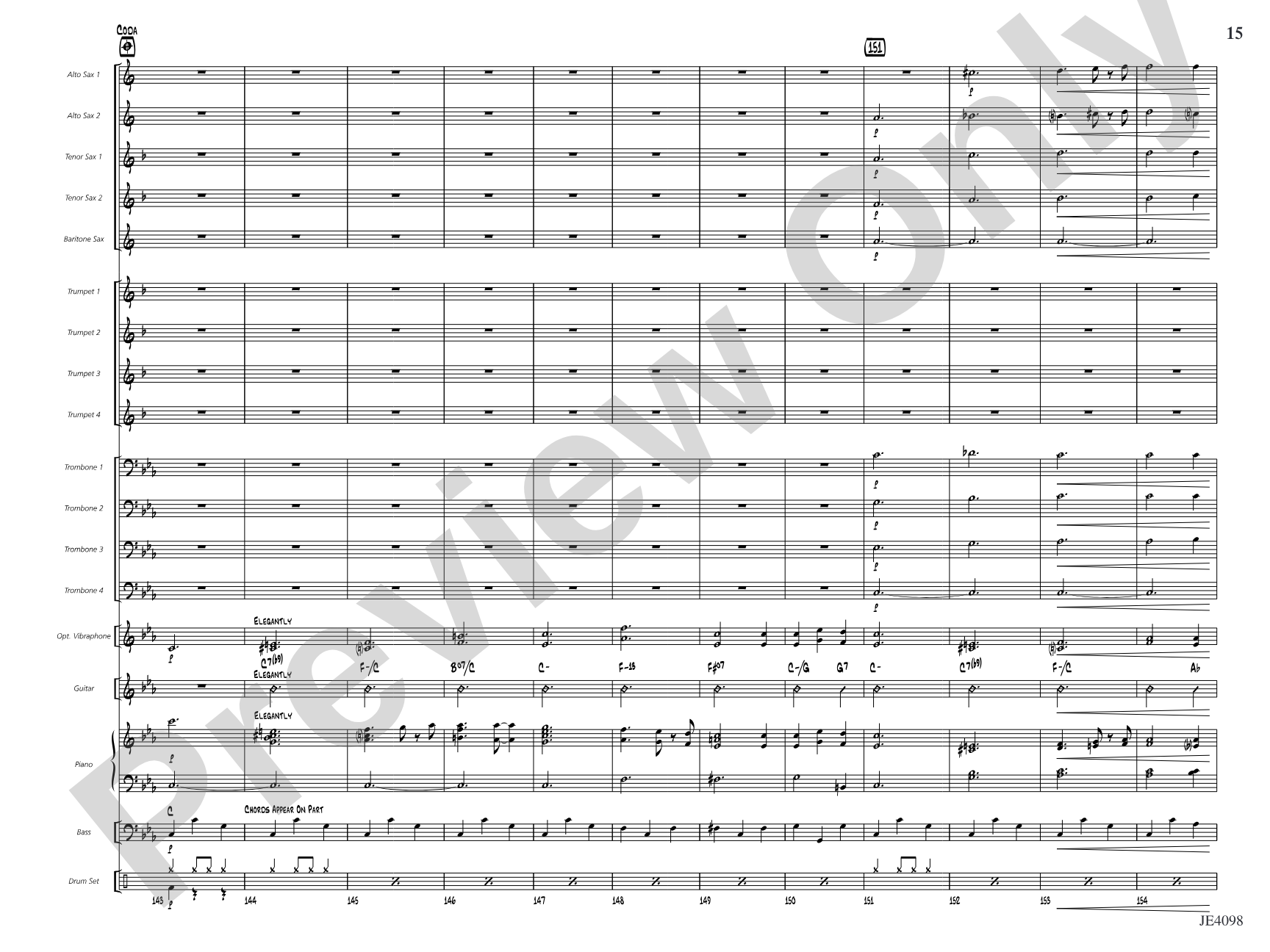 Blues für Elise: Jazz Ensemble Conductor Score & Parts
