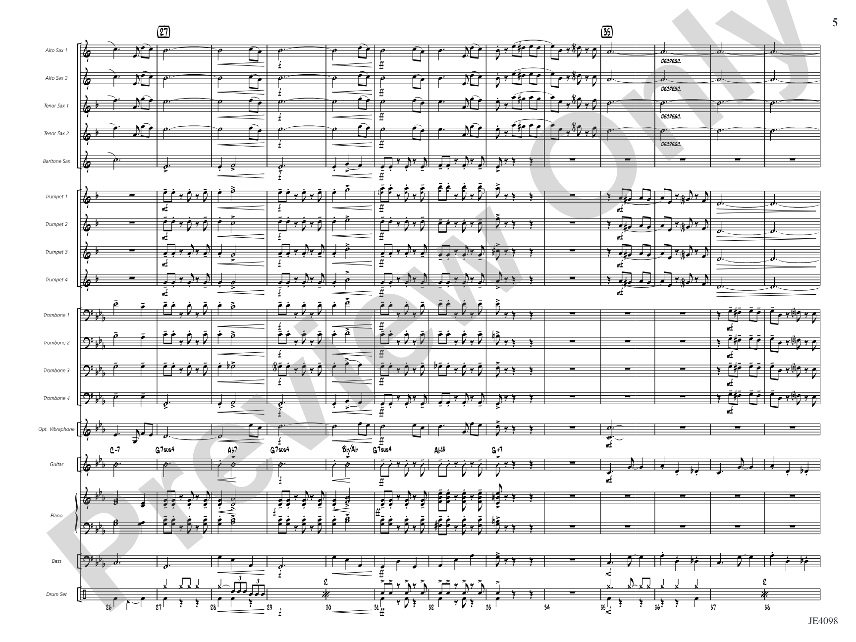 Blues für Elise: Jazz Ensemble Conductor Score & Parts