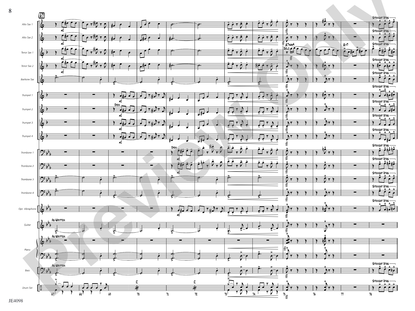 Blues für Elise: Jazz Ensemble Conductor Score & Parts