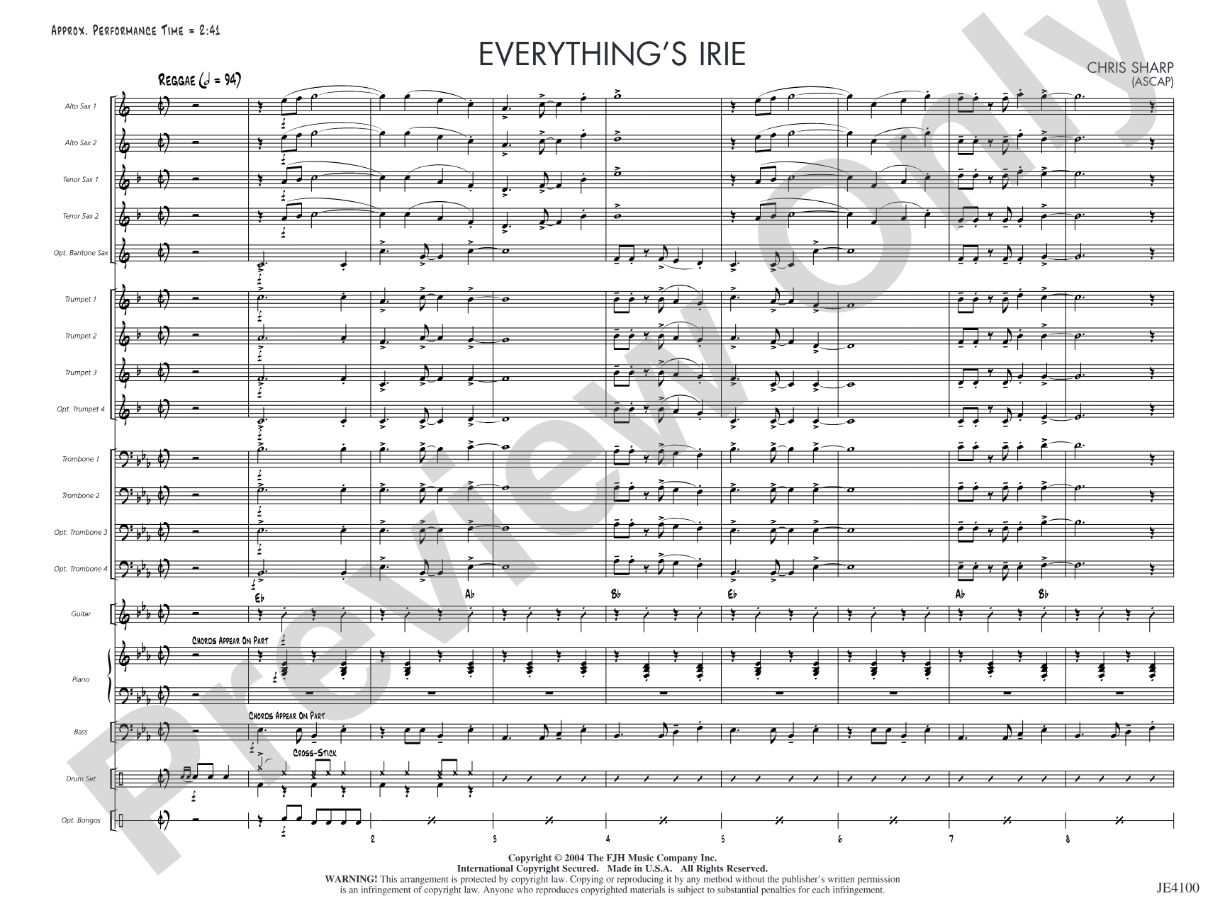 Everything's Irie: Jazz Ensemble Conductor Score & Parts