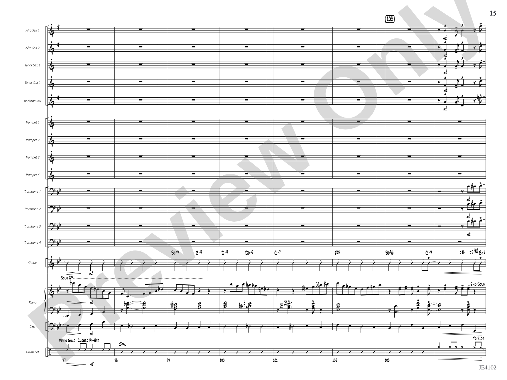 Jump O'Clock One: Jazz Ensemble Conductor Score & Parts