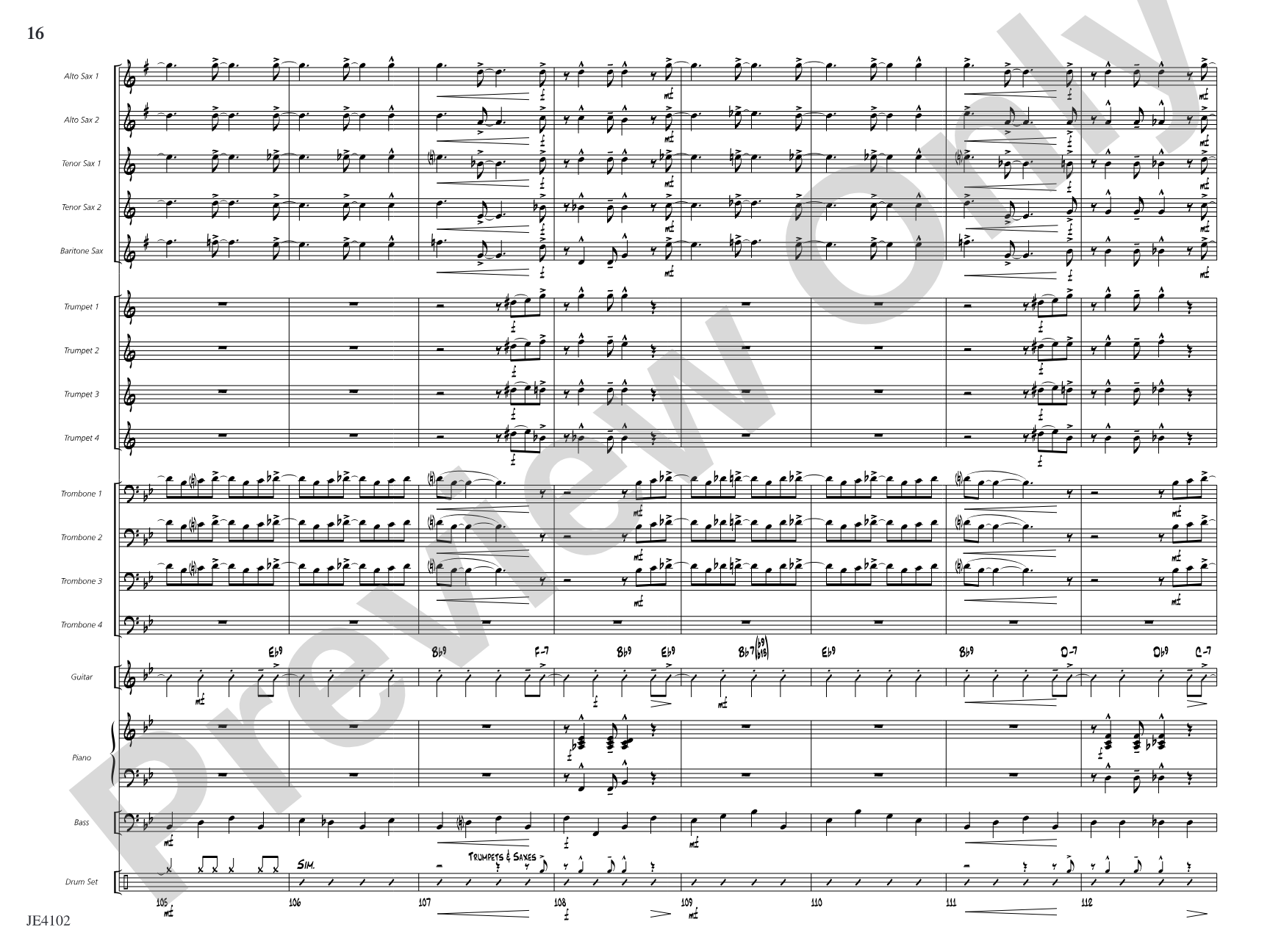 Jump O'Clock One: Jazz Ensemble Conductor Score & Parts
